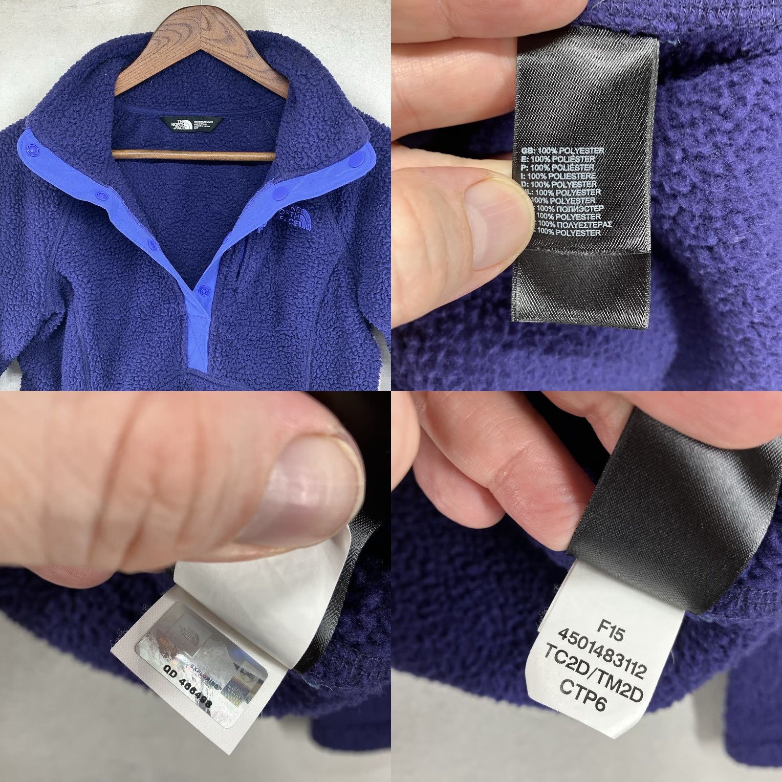 The North Face The North Face Women's Purple Sherpa Fleece Mock Neck 1/2 Snap Pullover S Pullover Purple Embroidered Logo Zip Pockets 90s Outdoor Activewear Womens Size S / US 4 / IT 40 - 9 Thumbnail