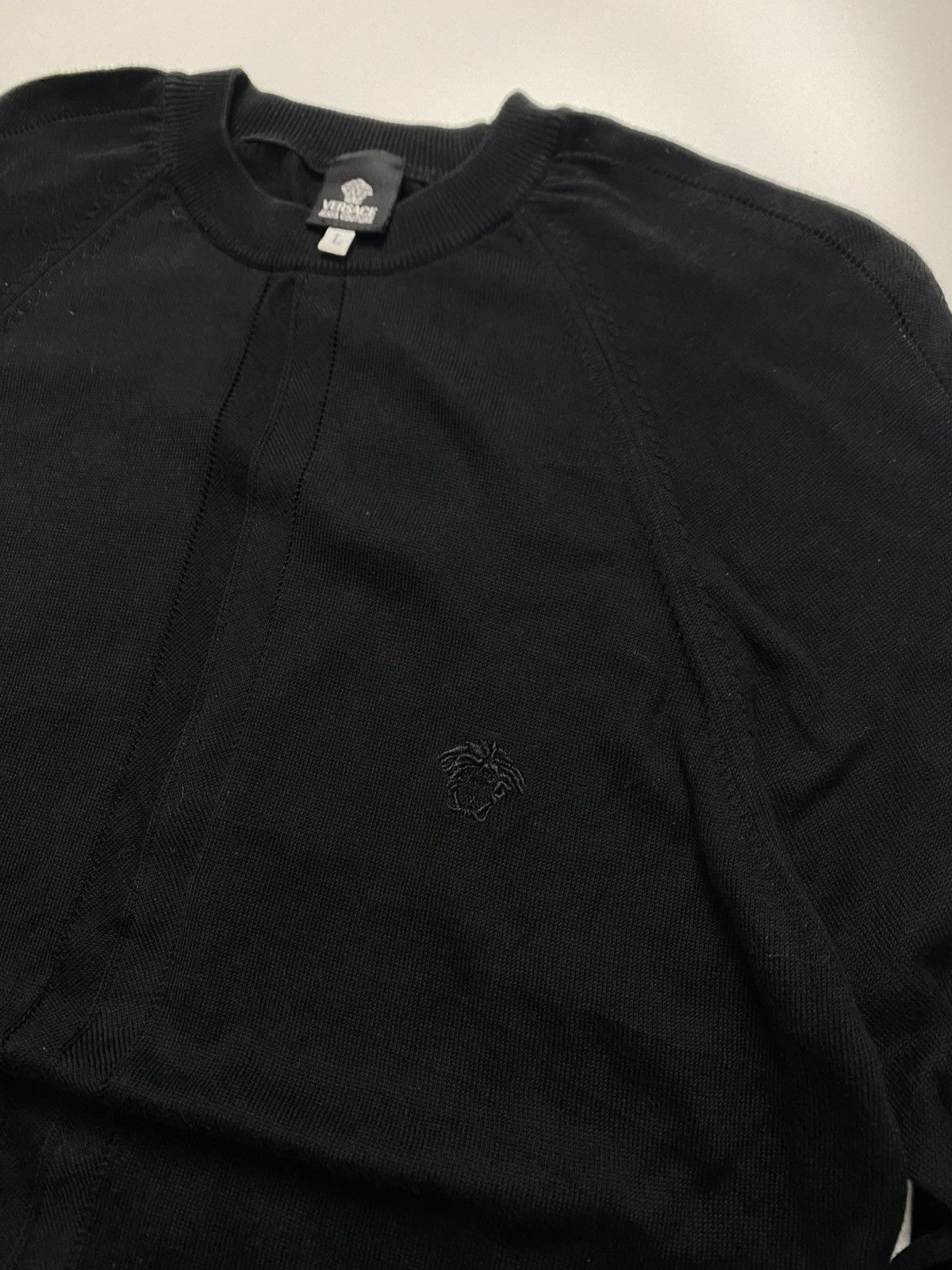 Versace Jeans Couture Versace Jeans Couture Knitwear embroidery logo shirt black Size L / US 10 / IT 46 - 3 Thumbnail