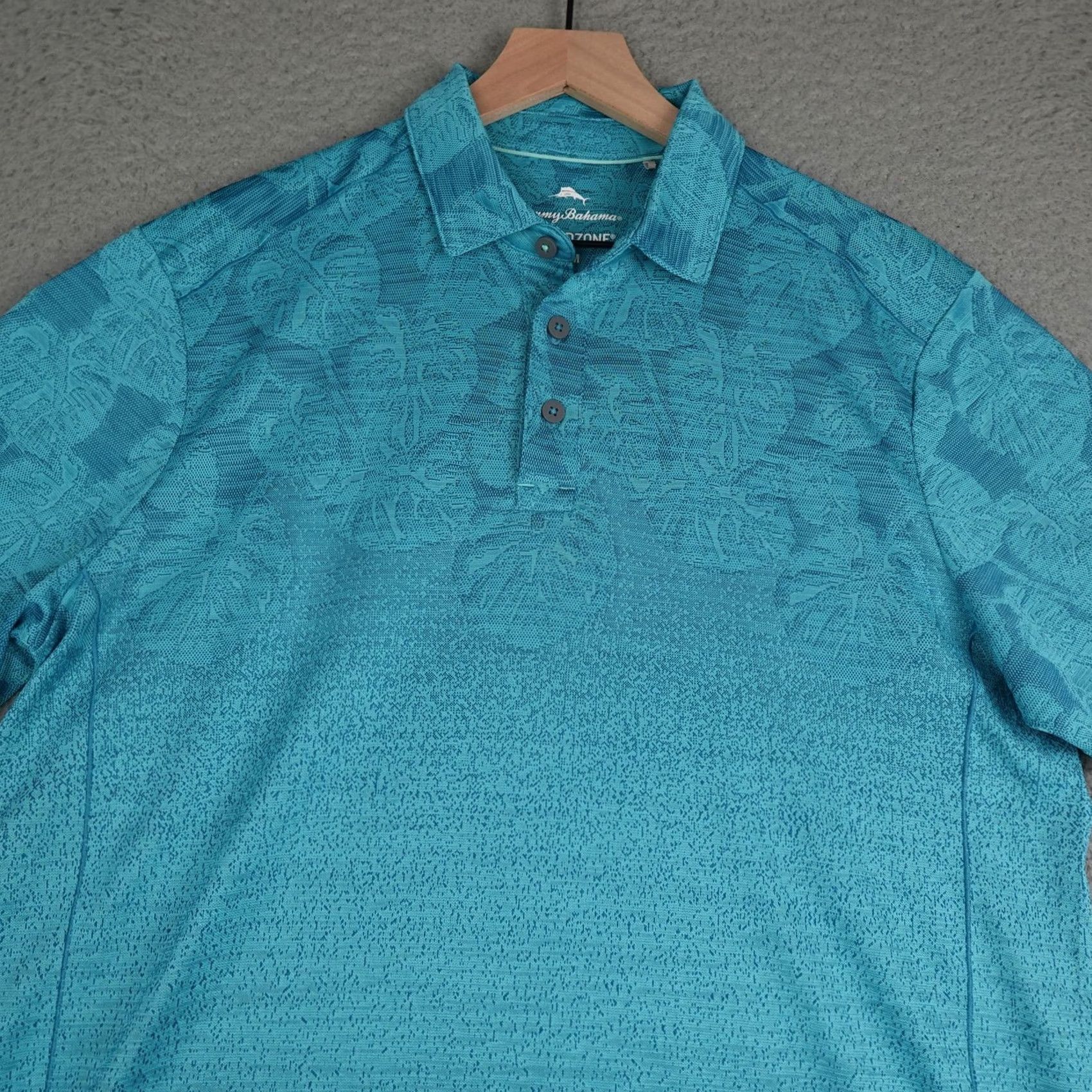 Tommy Bahama Tommy Bahama Polo Shirt Mens M Blue Island Zone Tropical Leaf Jacquard Polo Shirt Size US M / EU 48-50 / 2 - 3 Thumbnail