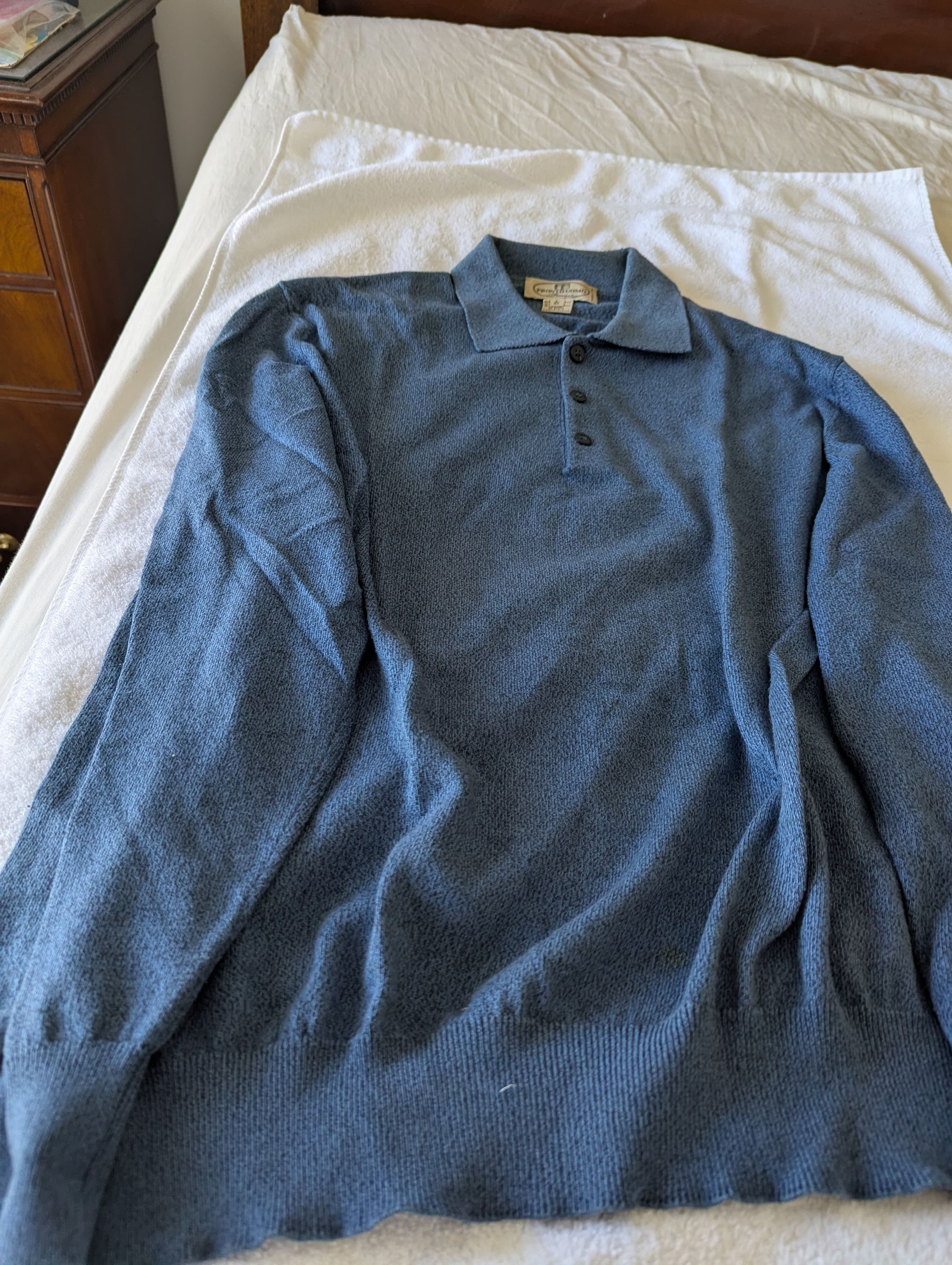 Pronto Uomo Cotton Blue Sweater by Pronto-Uomo Size US L / EU 52-54 / 3 - 1 Thumbnail