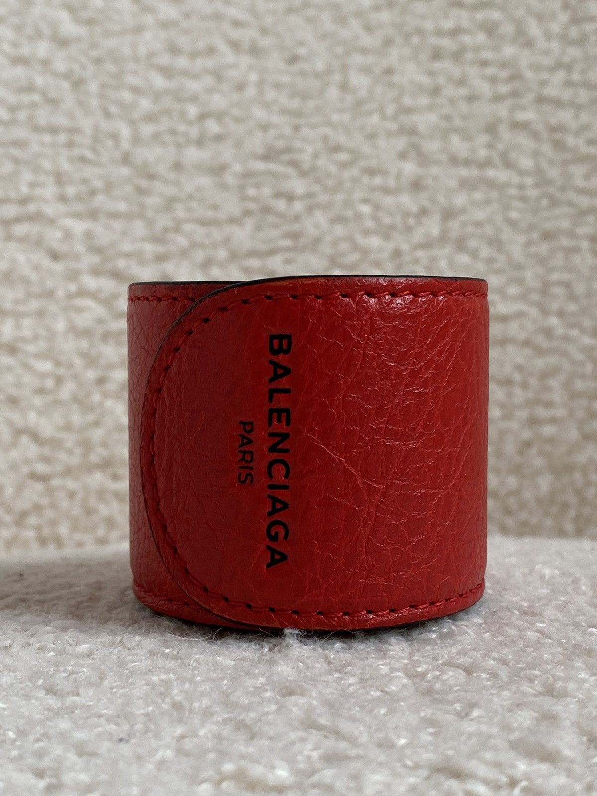 image of Balenciaga Red Leather Slap Snap Magnetic Bracelet, Women's