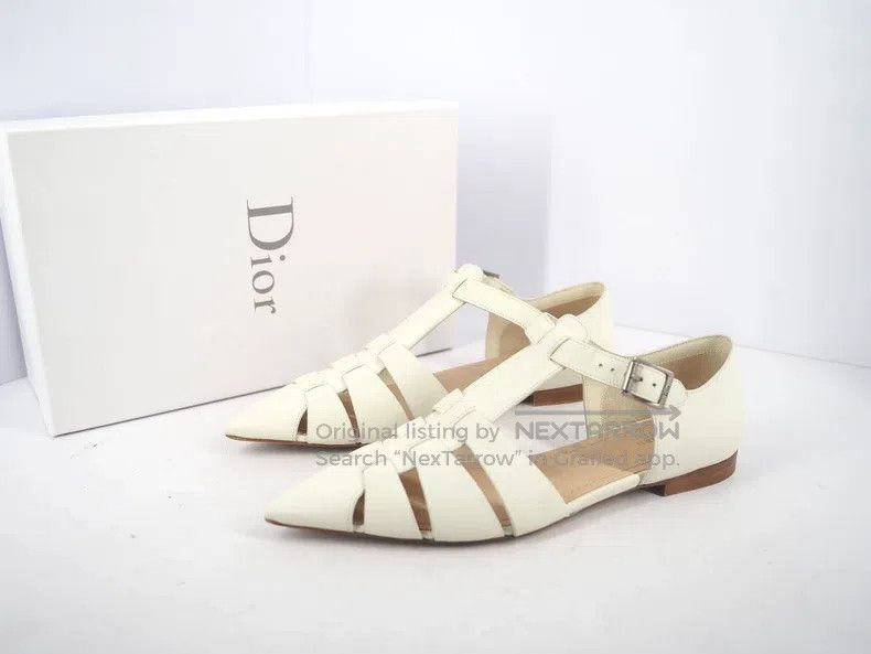 Dior Dior White Pointed Roman Flat Shoes Size US 6 / IT 36 - 1 Thumbnail