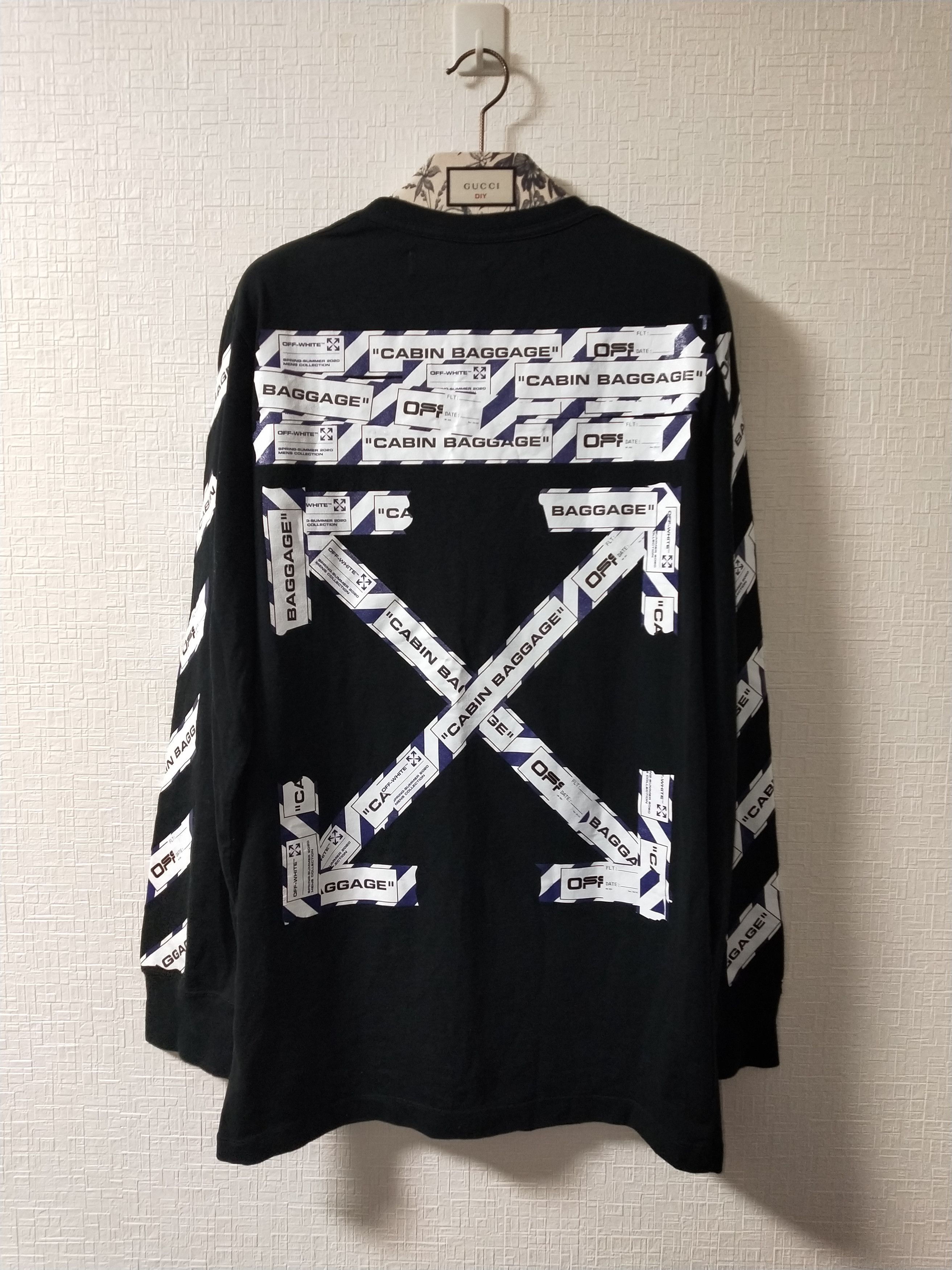 image of Off White Airport Tape L/s Tee in Black, Men's (Size Medium)