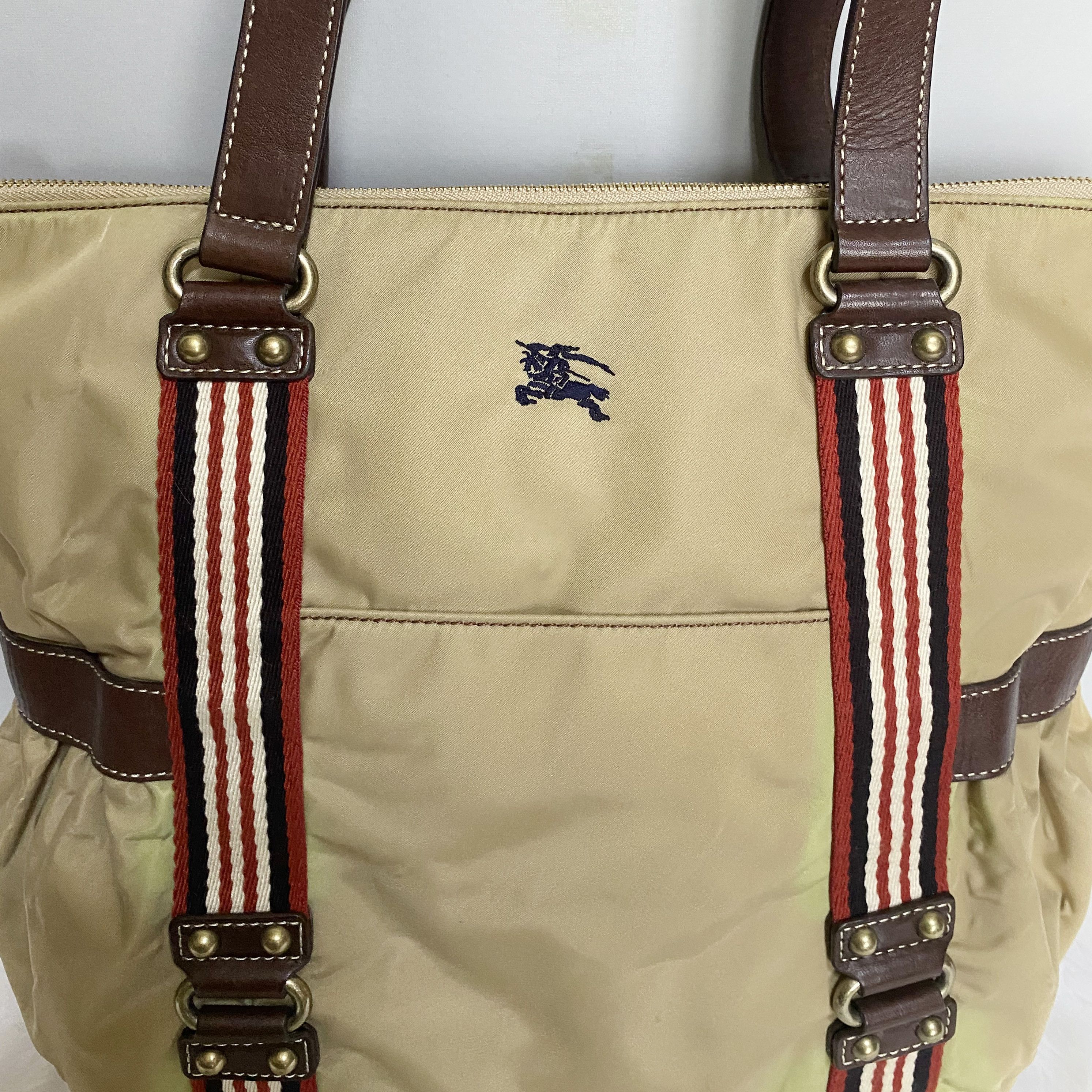 Burberry Blue Label Vintage Brown Nylon Leather Tote Bag Size ONE SIZE - 9 Thumbnail