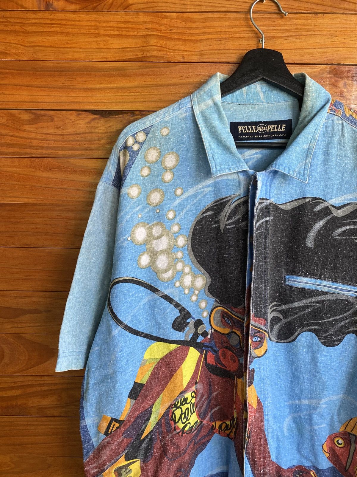Marc Buchanan Vintage 90s Pelle Pelle Scuba Diver Graphic Shirt – Rare Size US L / EU 52-54 / 3 - 8 Thumbnail