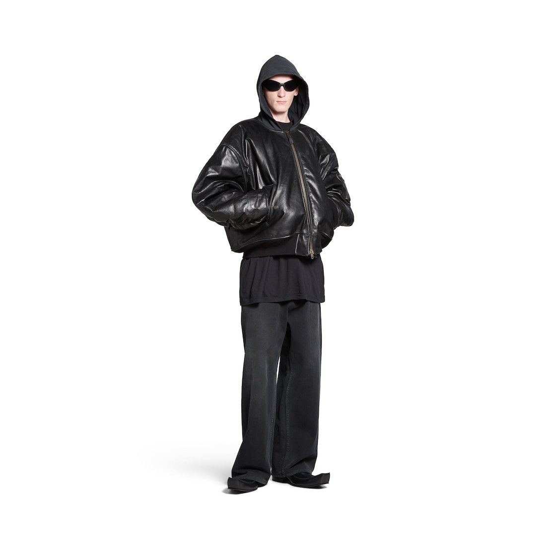 Balenciaga o1in1g0825 DIY Metal Outline Hooded Bomber Jacket in Black Size US XS / EU 42 / 0 - 3 Thumbnail