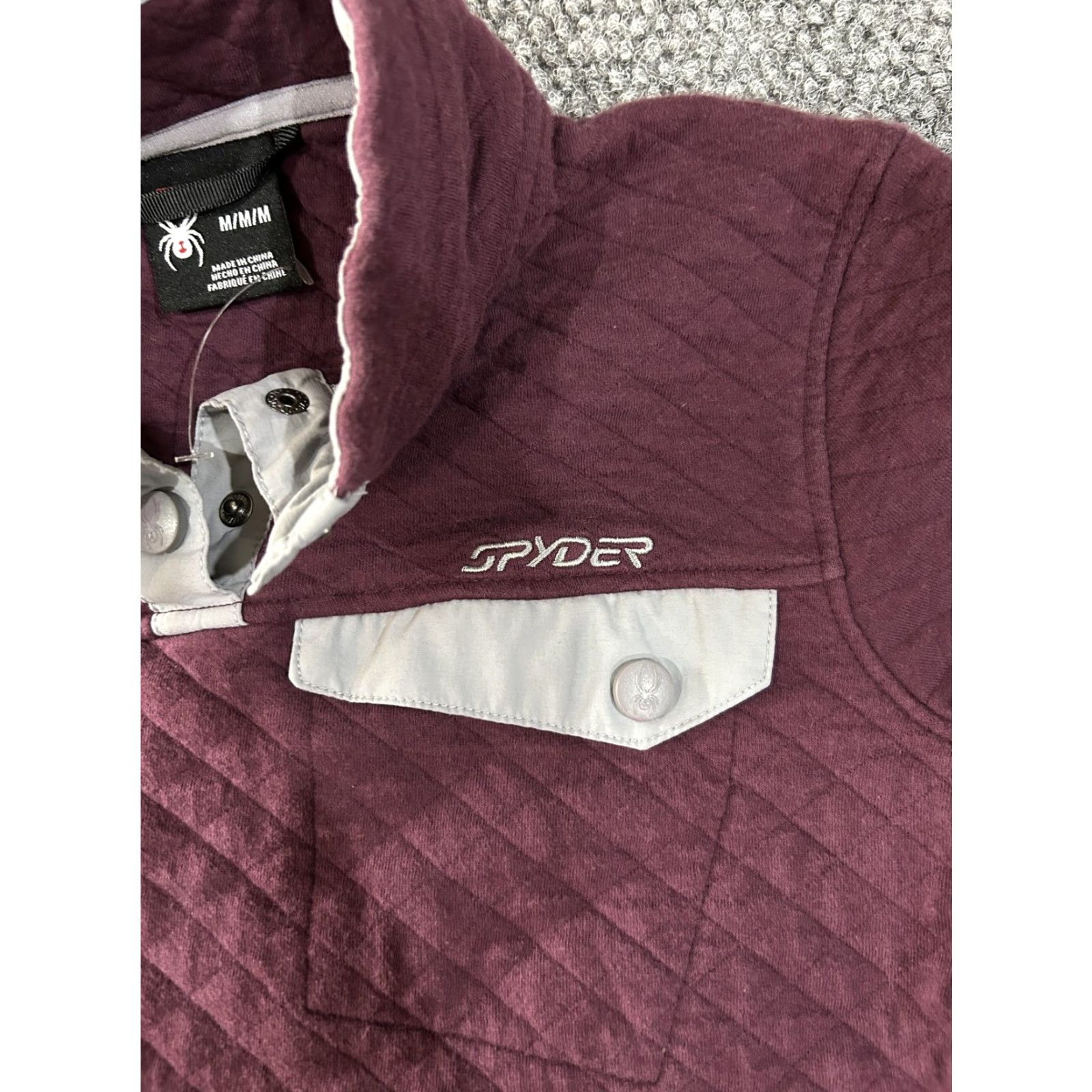 Spyder Spyder Pullover Womens Medium Burgundy Quilted Snap Mock Neck Sweater Athletic Size M / US 6-8 / IT 42-44 - 5 Thumbnail