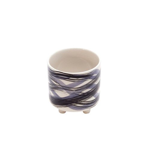 Designer × Homemade S/2 FOOTED PLANTERS 9/6", ABSTRACT BLUE Size US L / EU 52-54 / 3 - 6 Thumbnail