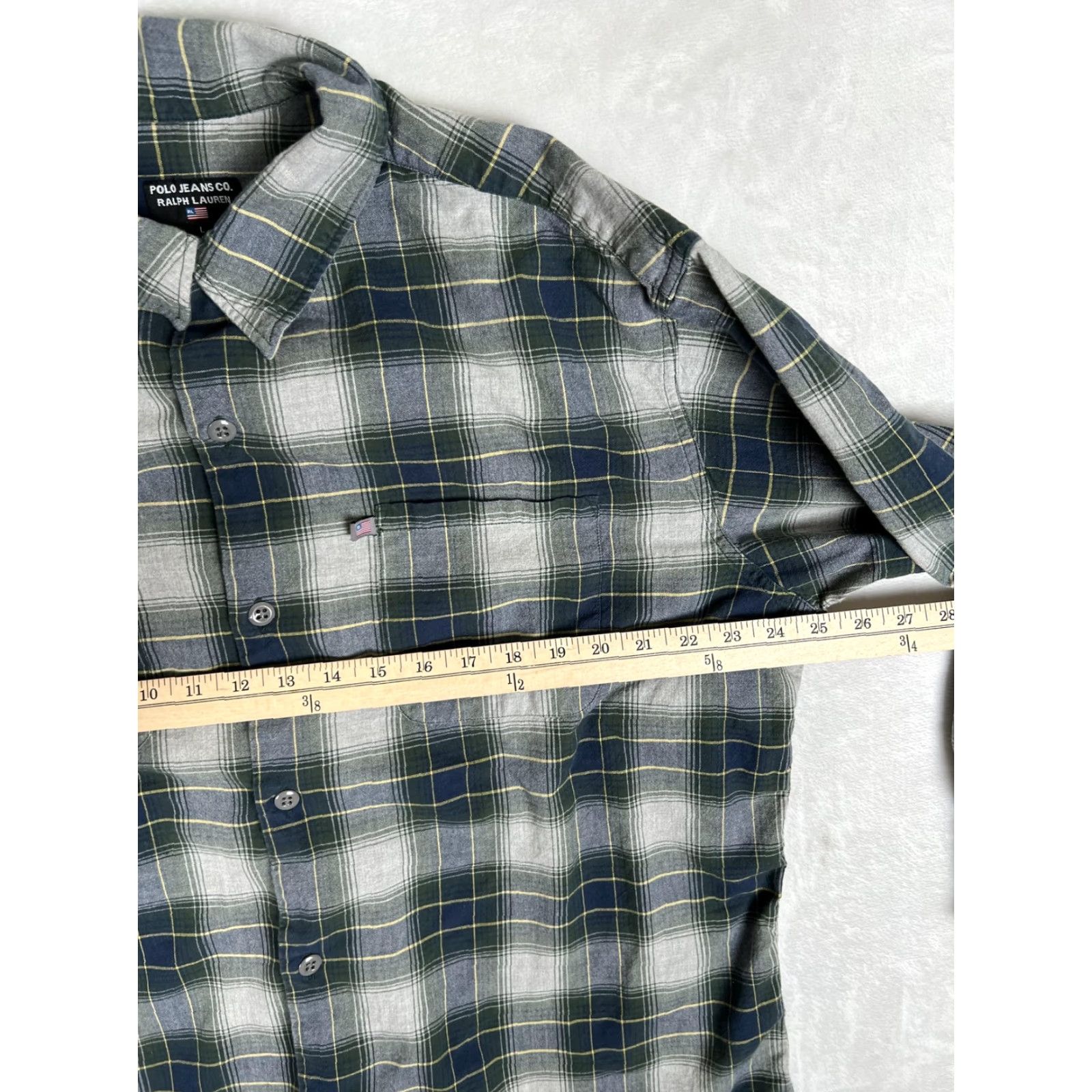 Polo Ralph Lauren VINTAGE Polo Jeans Co Ralph Lauren Shirt Mens Large Green Plaid Flannel Button Up Y2K Size US L / EU 52-54 / 3 - 5 Thumbnail