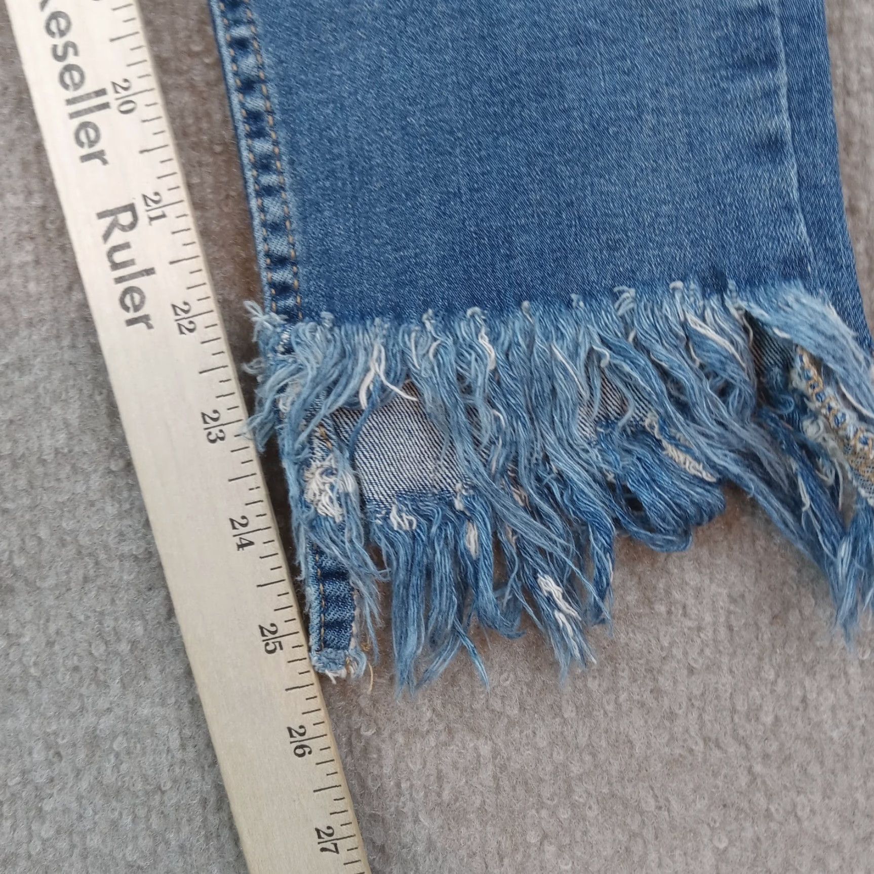 Free People Free People Women's Blue High Rise Skinny Jeans 26 Distressed Frayed Cotton Stretch Size 26" / US 2 / IT 38 - 3 Thumbnail