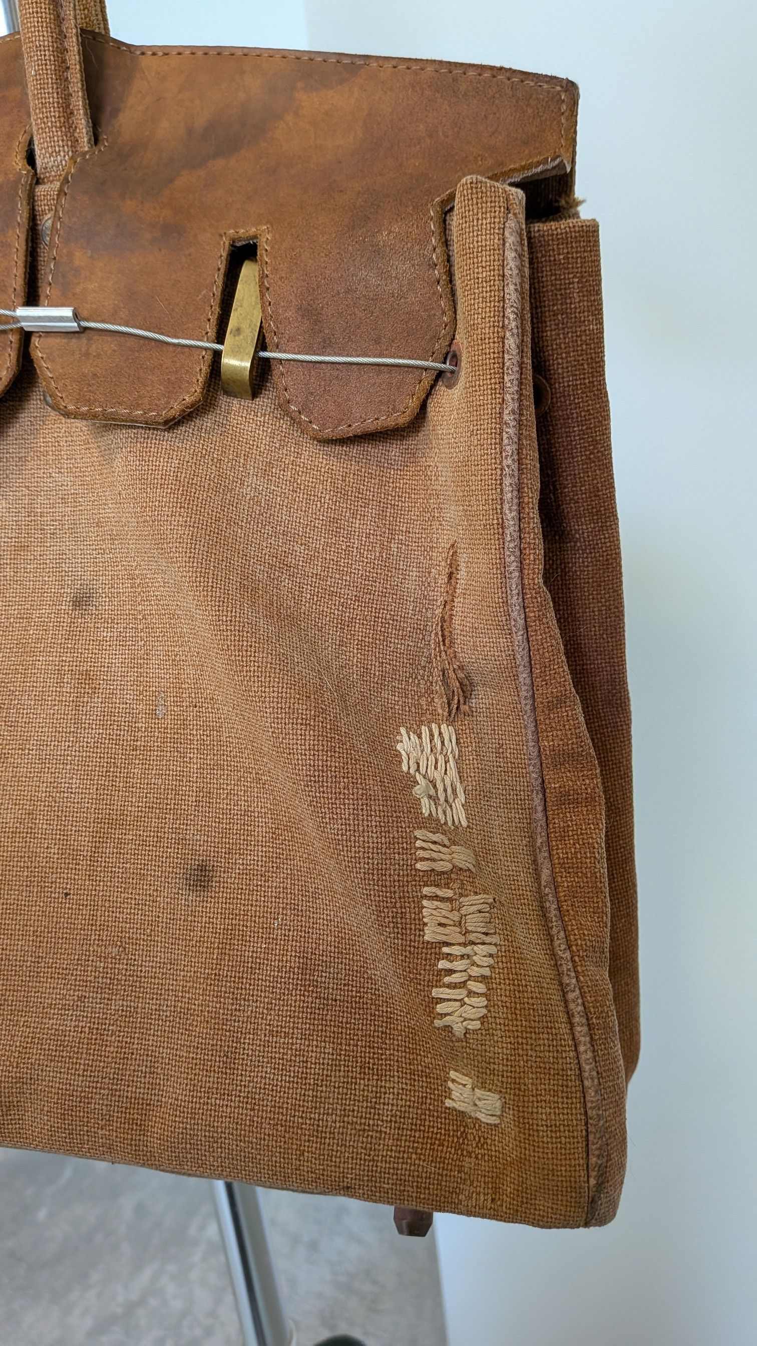 IERIB Vintage Sake Bag fabric BARK40 Birkin style Size ONE SIZE - 3 Thumbnail