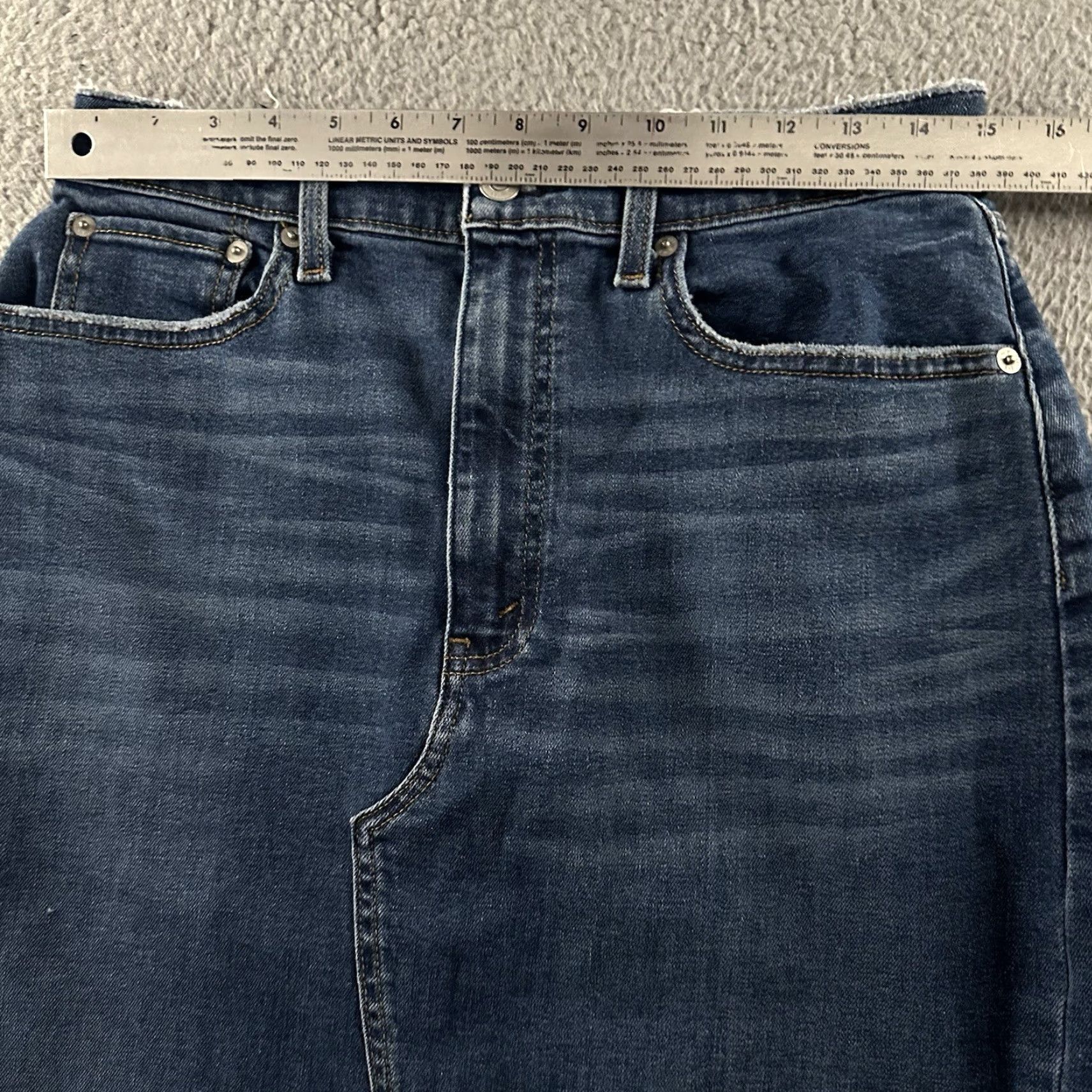 Abercrombie & Fitch Abercrombie & Fitch Womens Skirt Denim Blue 10 Knee Length Cotton Spandex Stretch Pencil Straight Vintage? Size 32" / US 10 / IT 46 - 4 Thumbnail