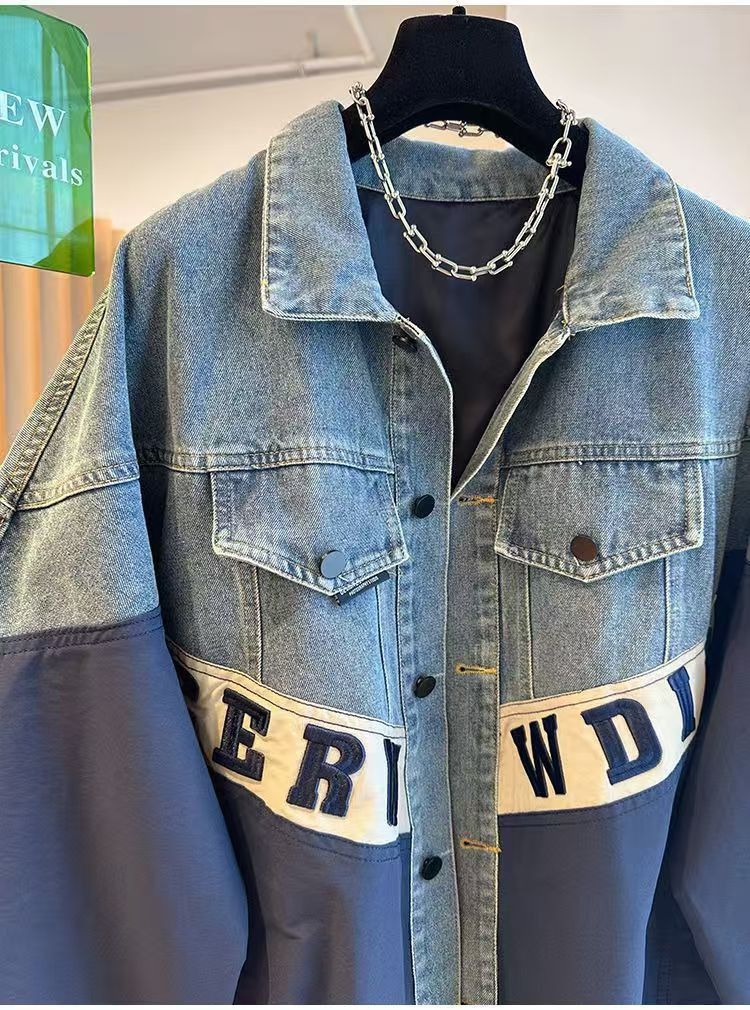 Vintage Denim Patchwork Baseball Jacket Size US L / EU 52-54 / 3 - 2 Thumbnail