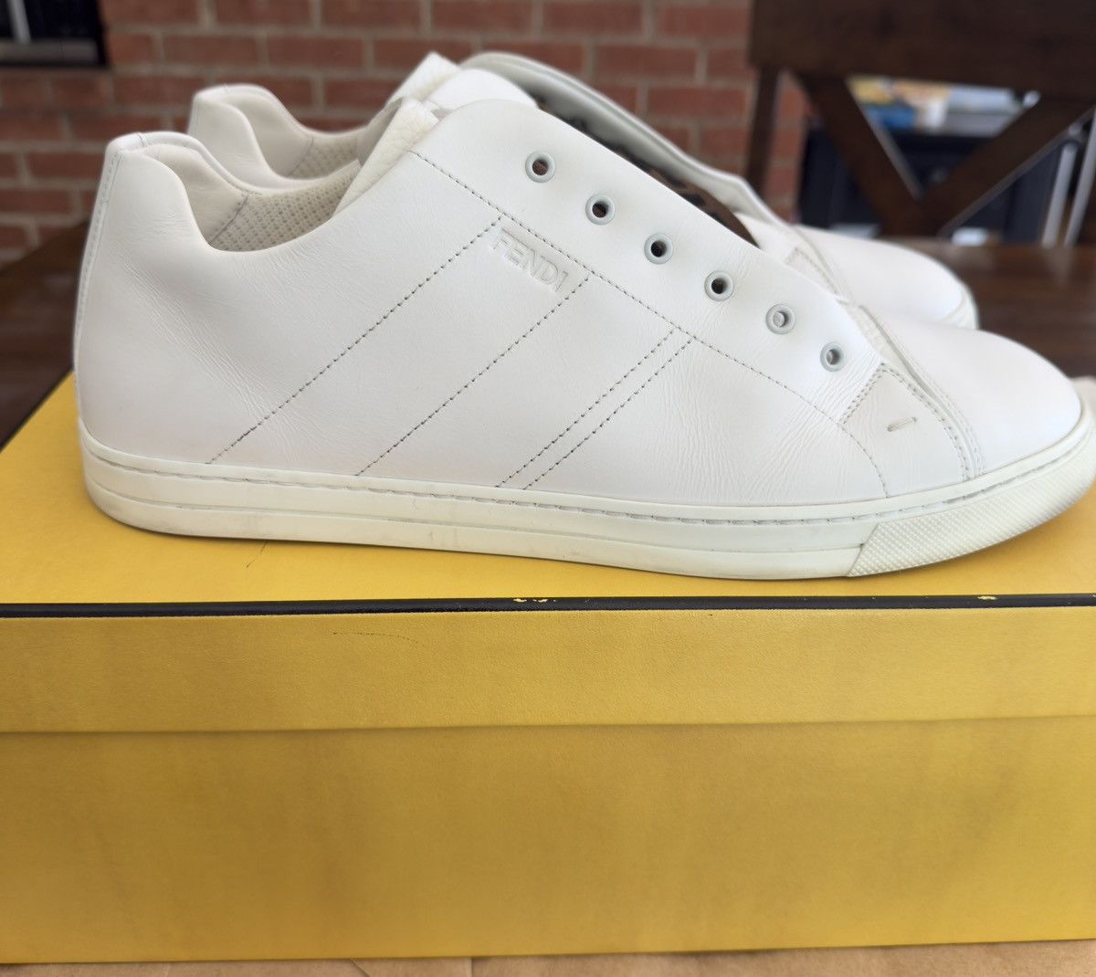 Fendi Logo Calf Leather White Sneakers Size US 7 / EU 40 - 4 Thumbnail