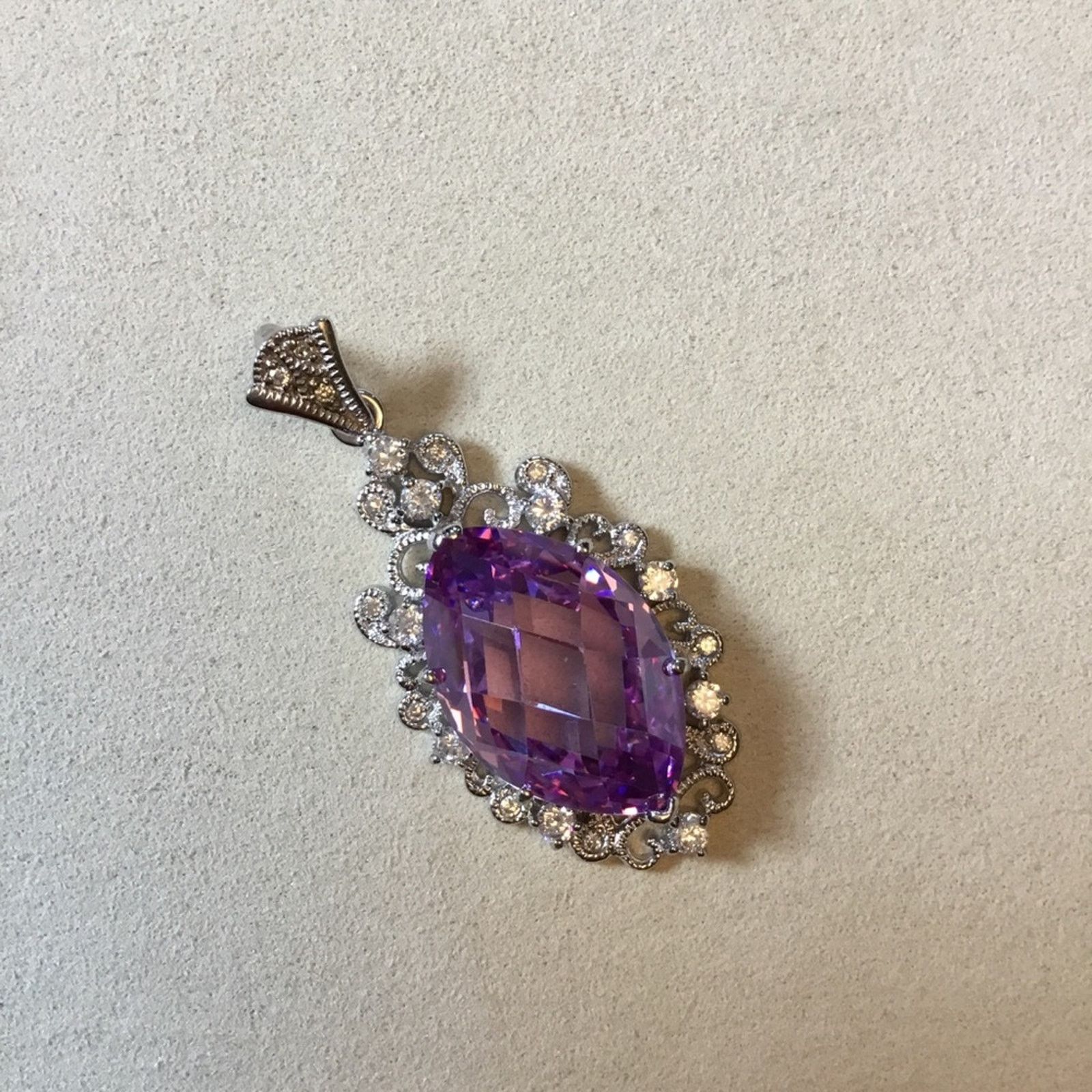Other Sterling Silver Purple Crystal Statement Pendant Size ONE SIZE - 3 Thumbnail