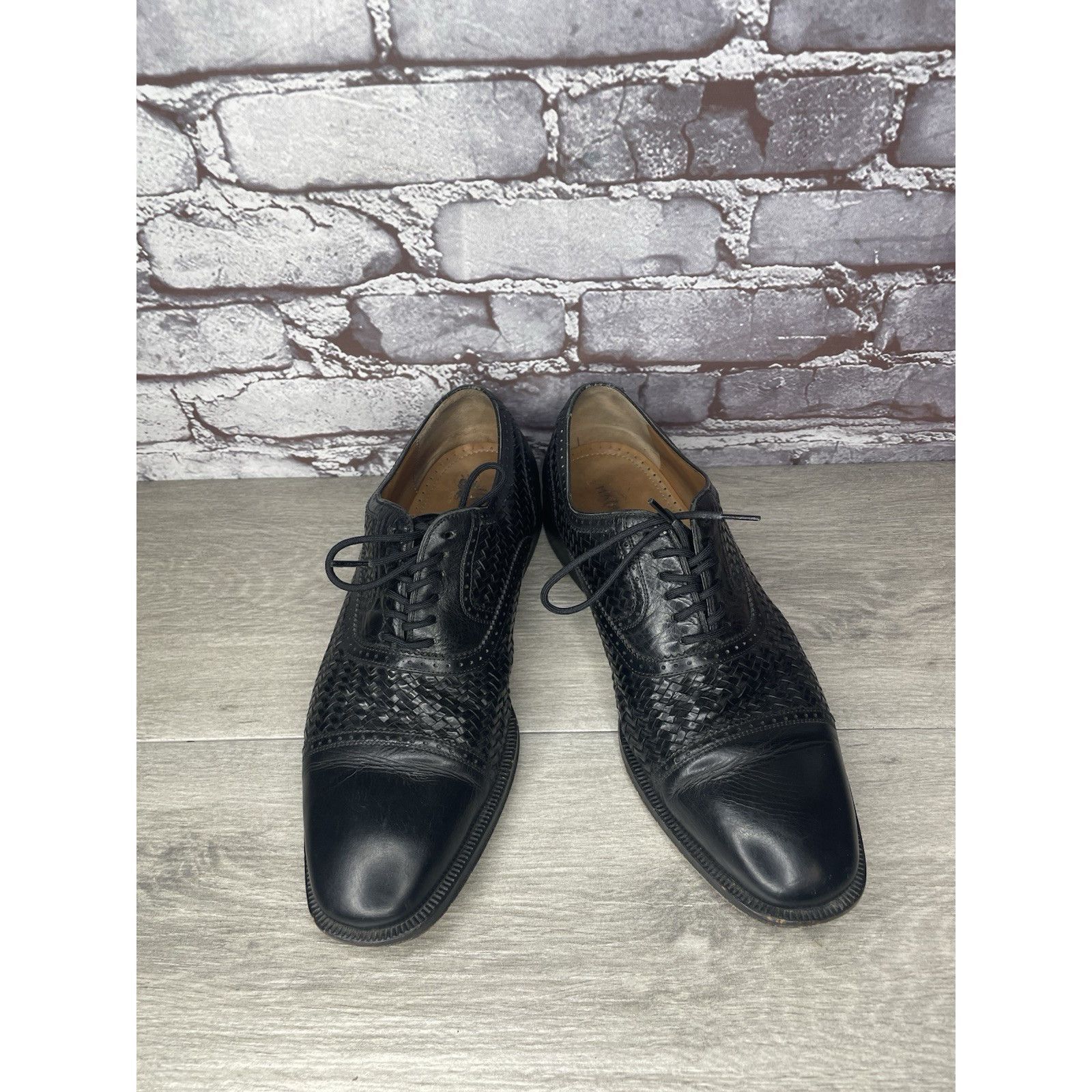 Magnanni Magnanni Black Leather Basketweaves Woven Lace Dress Shoes M Size US 8.5 / EU 41-42 - 23 Thumbnail