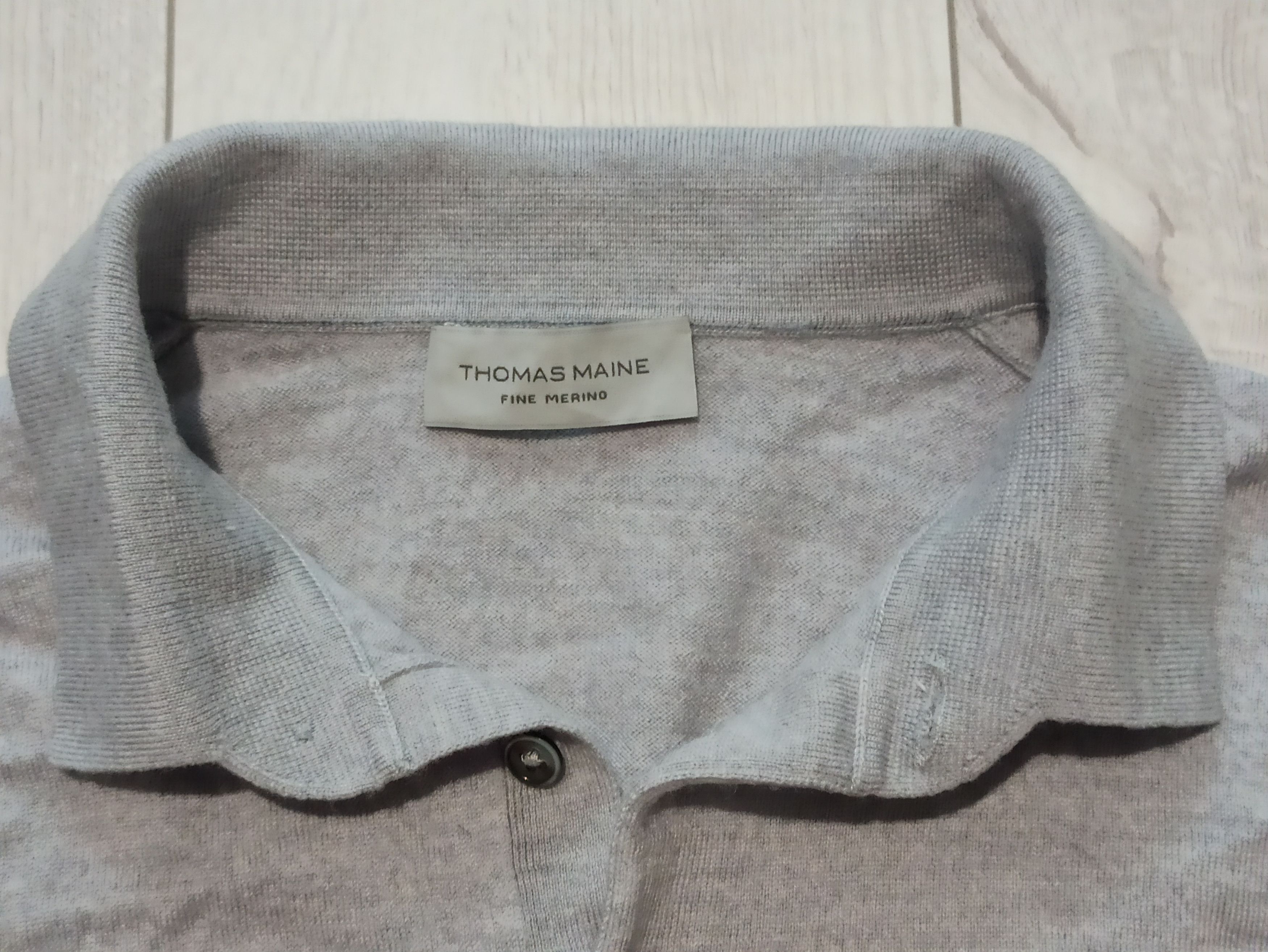 Designer Thomas Maine wool longsleeve polo shirt Size US M / EU 48-50 / 2 - 2 Thumbnail