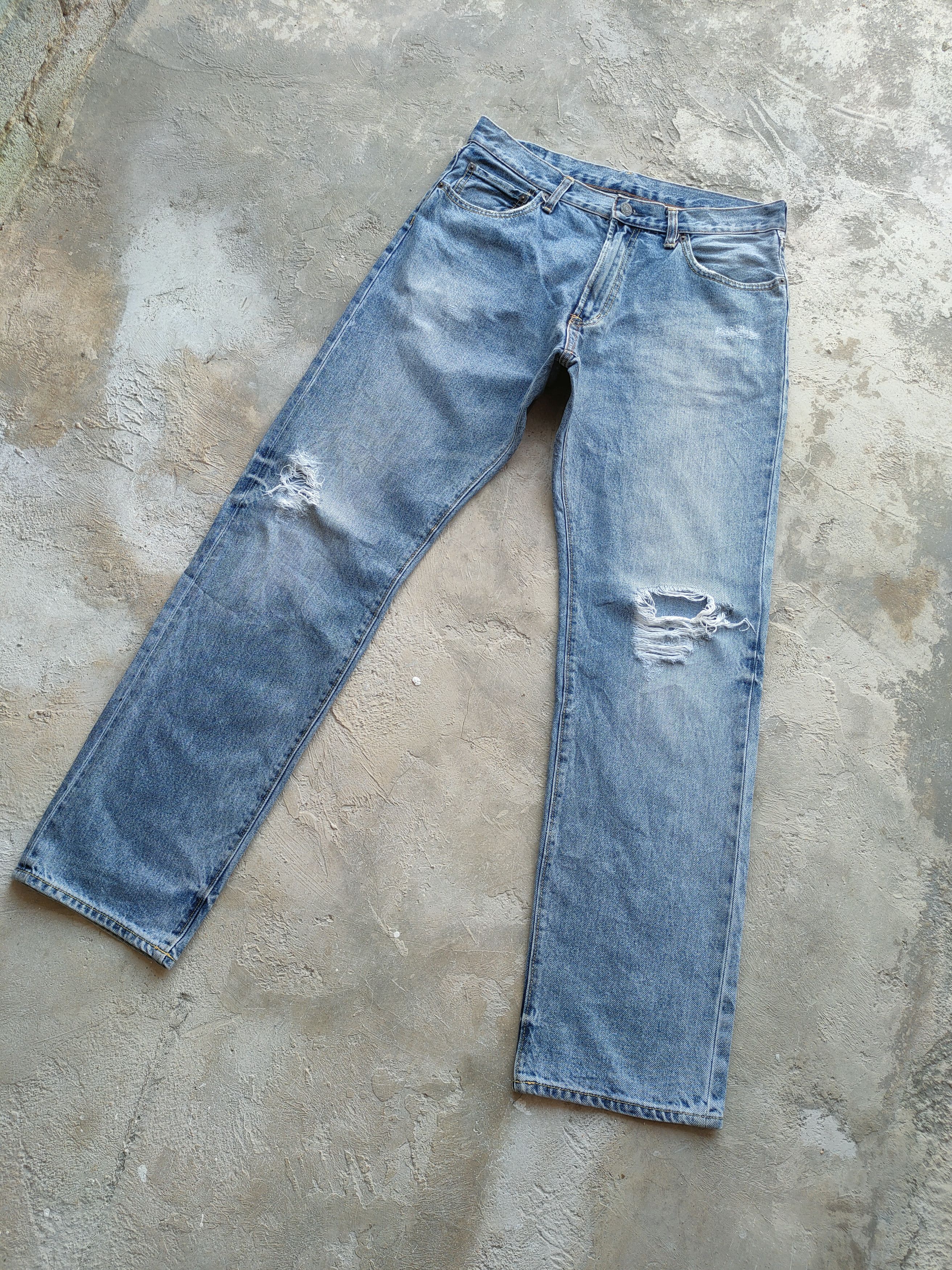 Japanese Brand W33 VINTAGE JAPANESE GU DISTRESSED FADED JEANS DENIM PANTS Size US 33 - 2 Thumbnail