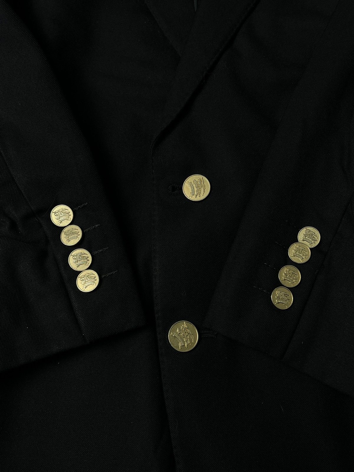 Burberry 80s Burberrys Black Tasmania Wool Blazer Size 44R - 4 Thumbnail
