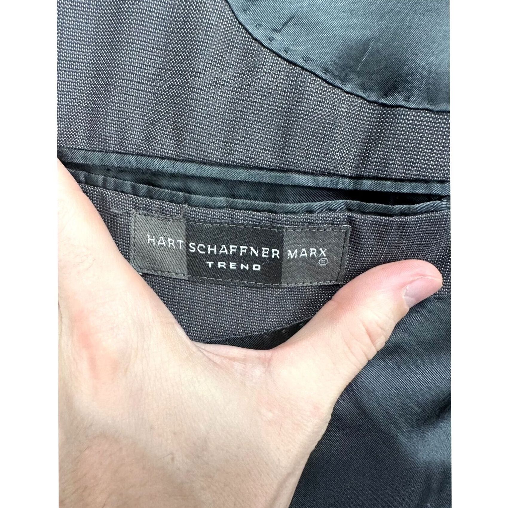Hart Schaffner Marx Hart Schaffner Marx Blazer Mens 44L Grey Wool Sport Coat Size 44R - 4 Thumbnail