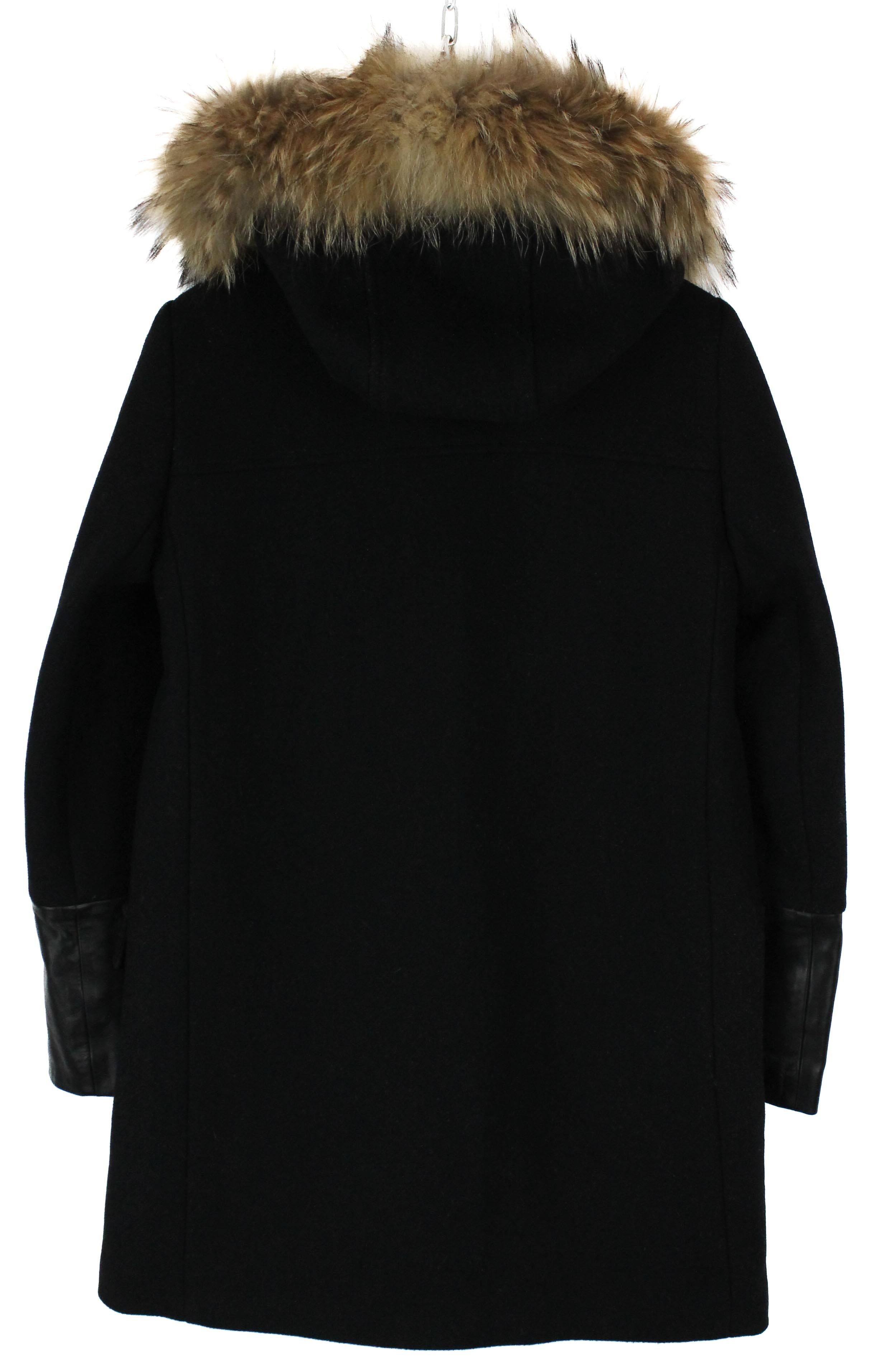 ZAPA ZAPA Women's SMALL Wool Blend Hooded Fur Leather Trim Coat Size S / US 4 / IT 40 - 4 Thumbnail