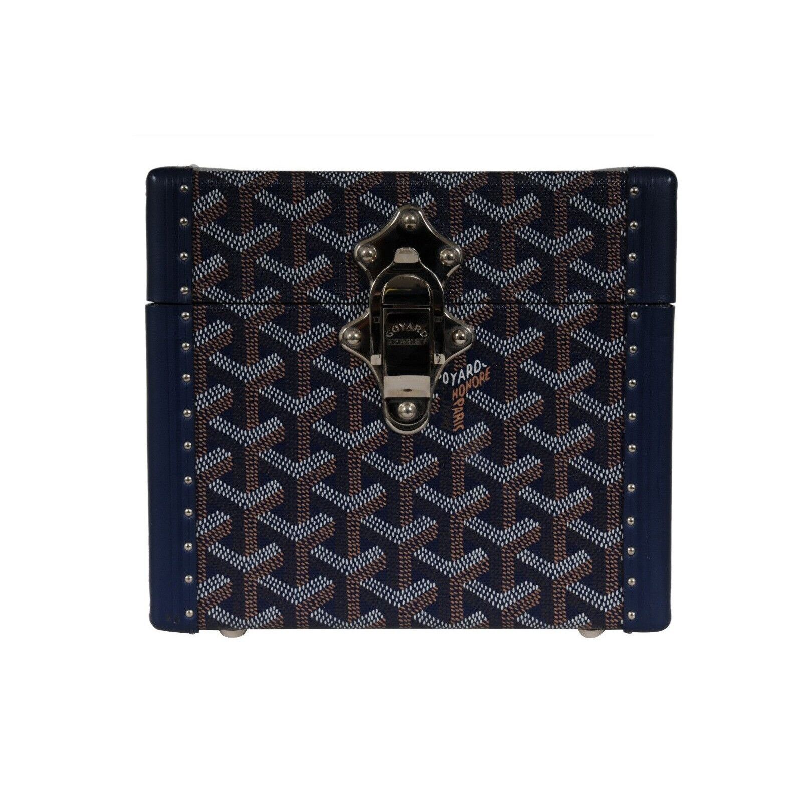 Goyard Trunk Case Navy Blue Jewelry Cuff Links Watch Box -02285 Size ONE SIZE - 2 Thumbnail