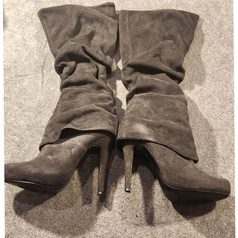 Vintage Maddie Boots Womens Over the Knee Boot Black 6 Slip-On Block Heel Ultra High 4 in & Higher Casual Party/Cocktail Size US 6 / IT 36 - 5 Thumbnail