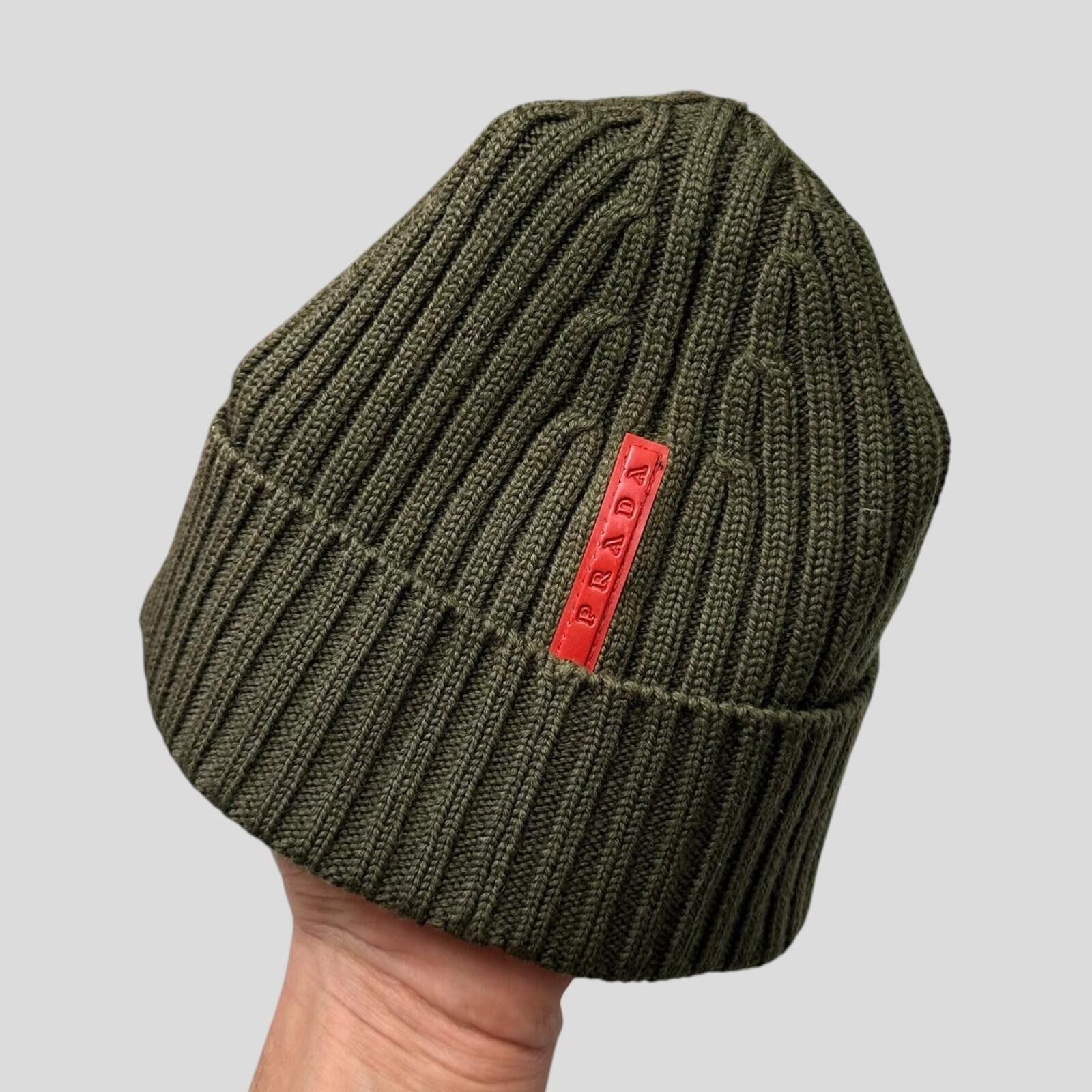 Prada Prada Sport 2009 Khaki Green Wool Ribbed Fisherman’s Beanie Size ONE SIZE - 4 Thumbnail