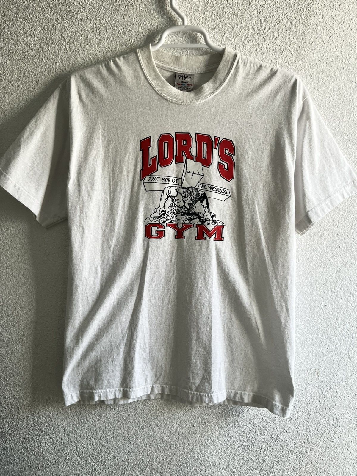 Other Vintage 1990 Lord's Gym Jesus TShirt Size US XL / EU 56 / 4 - 1 Thumbnail