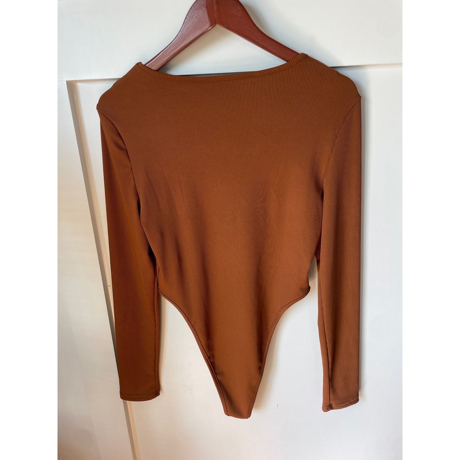 Shein Shein Brown Ribbed Cut Out High Rise Bodysuit, L Size L / US 10 / IT 46 - 6 Thumbnail