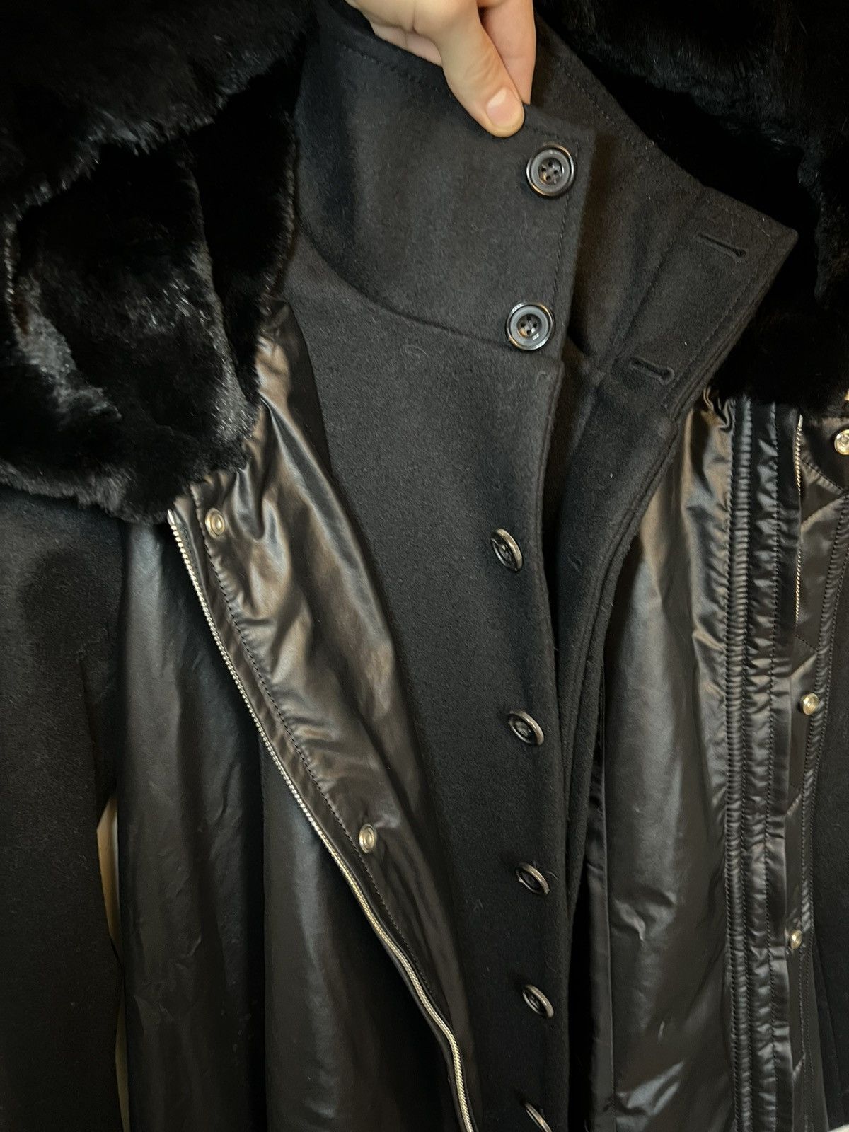 Juun.J JUUN.J Racoon and Rabbit hair multi layered wool long coat Size L / US 10 / IT 46 - 12 Thumbnail