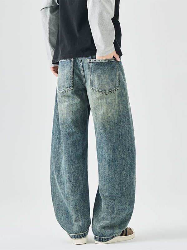 Vintage American retro washed men's straight baggy cutaway jeans Size US 32 / EU 48 - 3 Thumbnail