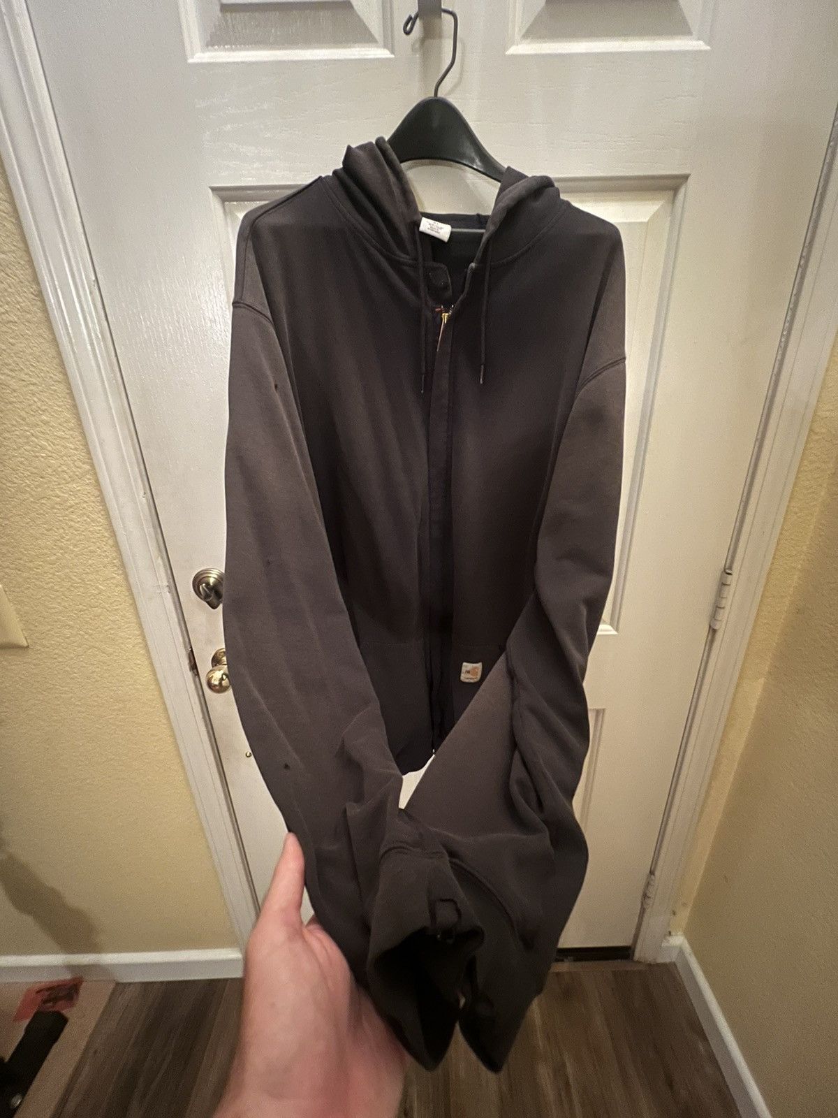 Carhartt × Vintage Vinatge thrashed faded Carhartt TALL hoodie FIRE RESISTANT Size US XL / EU 56 / 4 - 1 Thumbnail