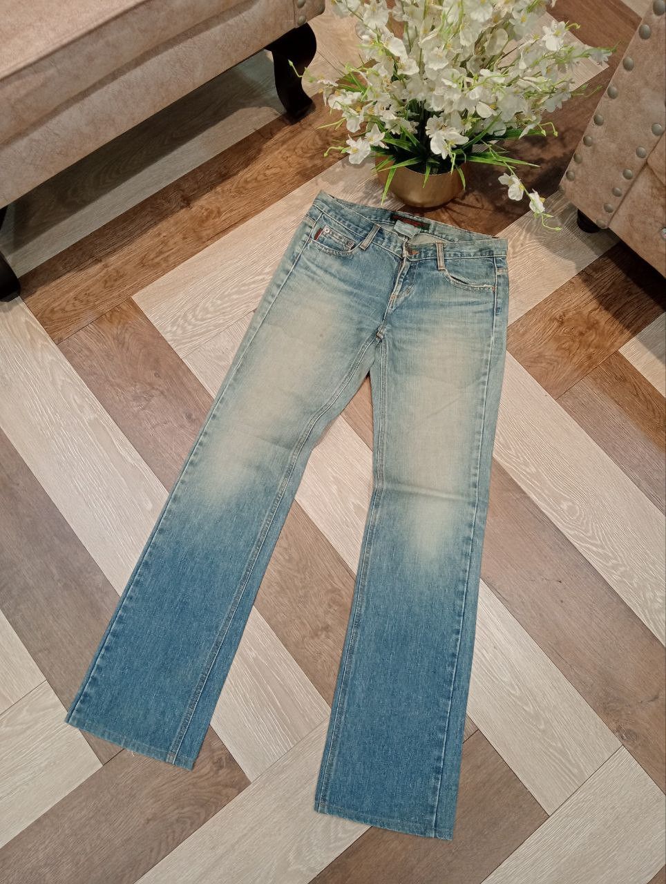Katharine Hamnett London KATHARINE HAMNETT LONDON FLARED DENIM PANTS - SIZE S Size 29" - 2 Thumbnail
