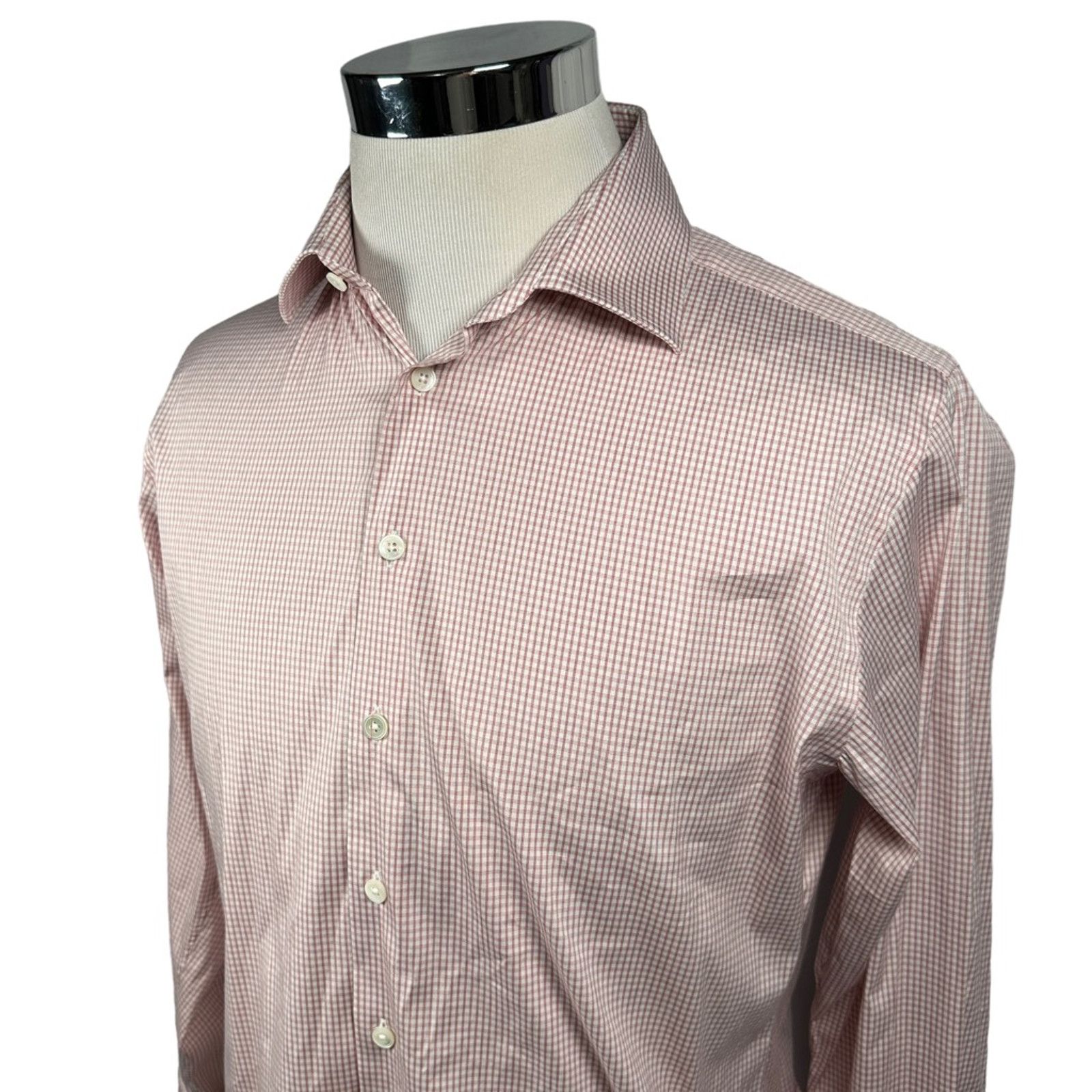 Pink Thomas Pink Button Up Shirt White Pink Windowpane 16 / 41 Size US L / EU 52-54 / 3 - 3 Thumbnail