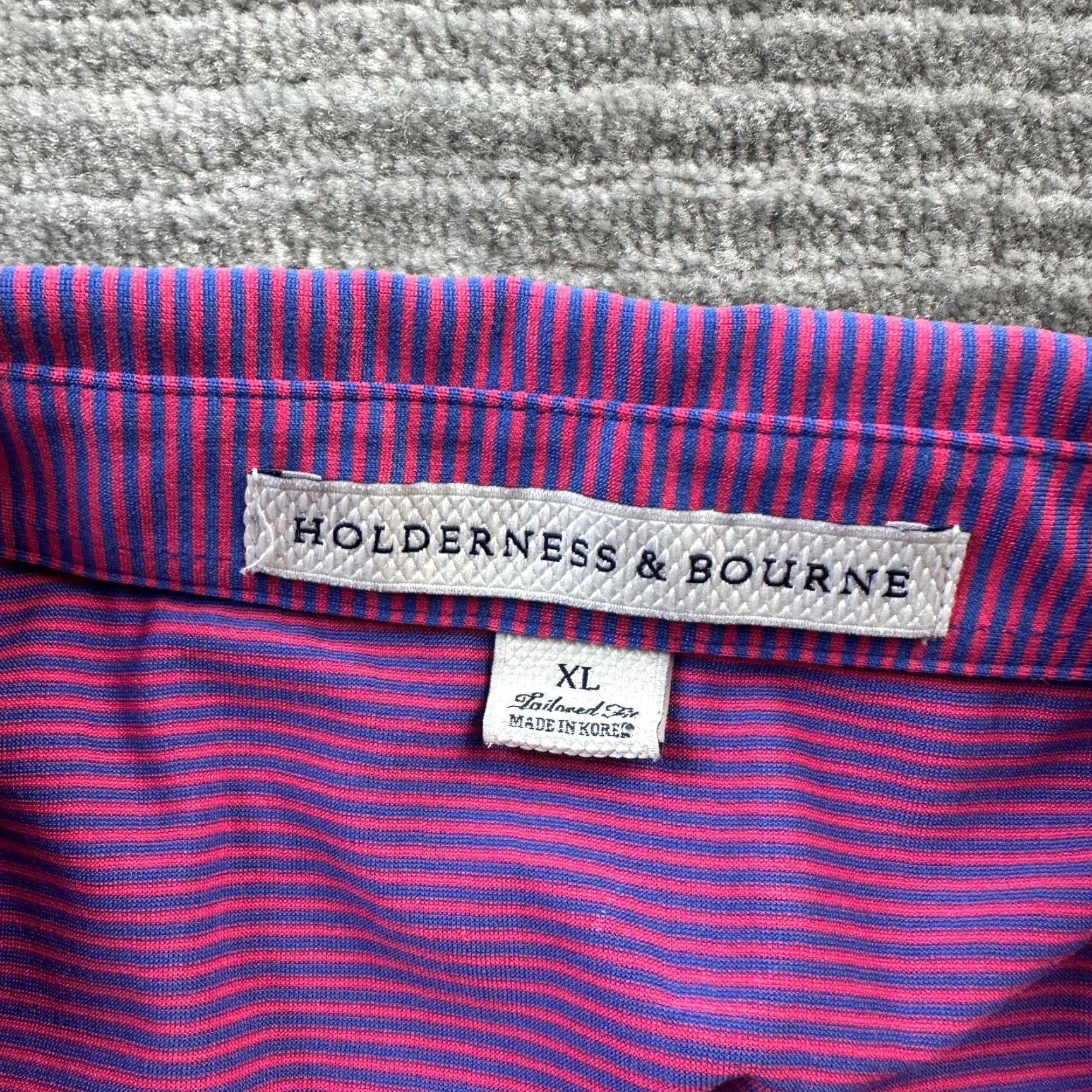 Vintage Holderness & Bourne Polo Shirt Mens XL Purple Striped Golf Performance Tailored Polo Shirt Casual Activewear Size US XL / EU 56 / 4 - 5 Thumbnail