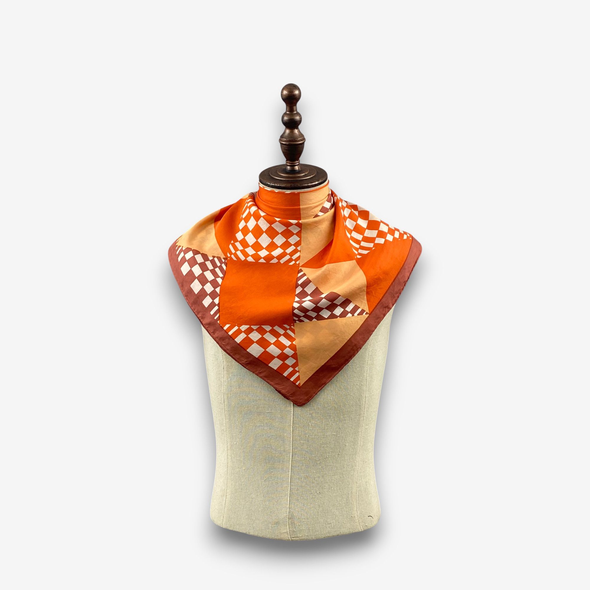 Japanese Brand Vintage Geometric Quilt SILK Scarf Twill Stole Wraps Scarves Size ONE SIZE - 1 Thumbnail
