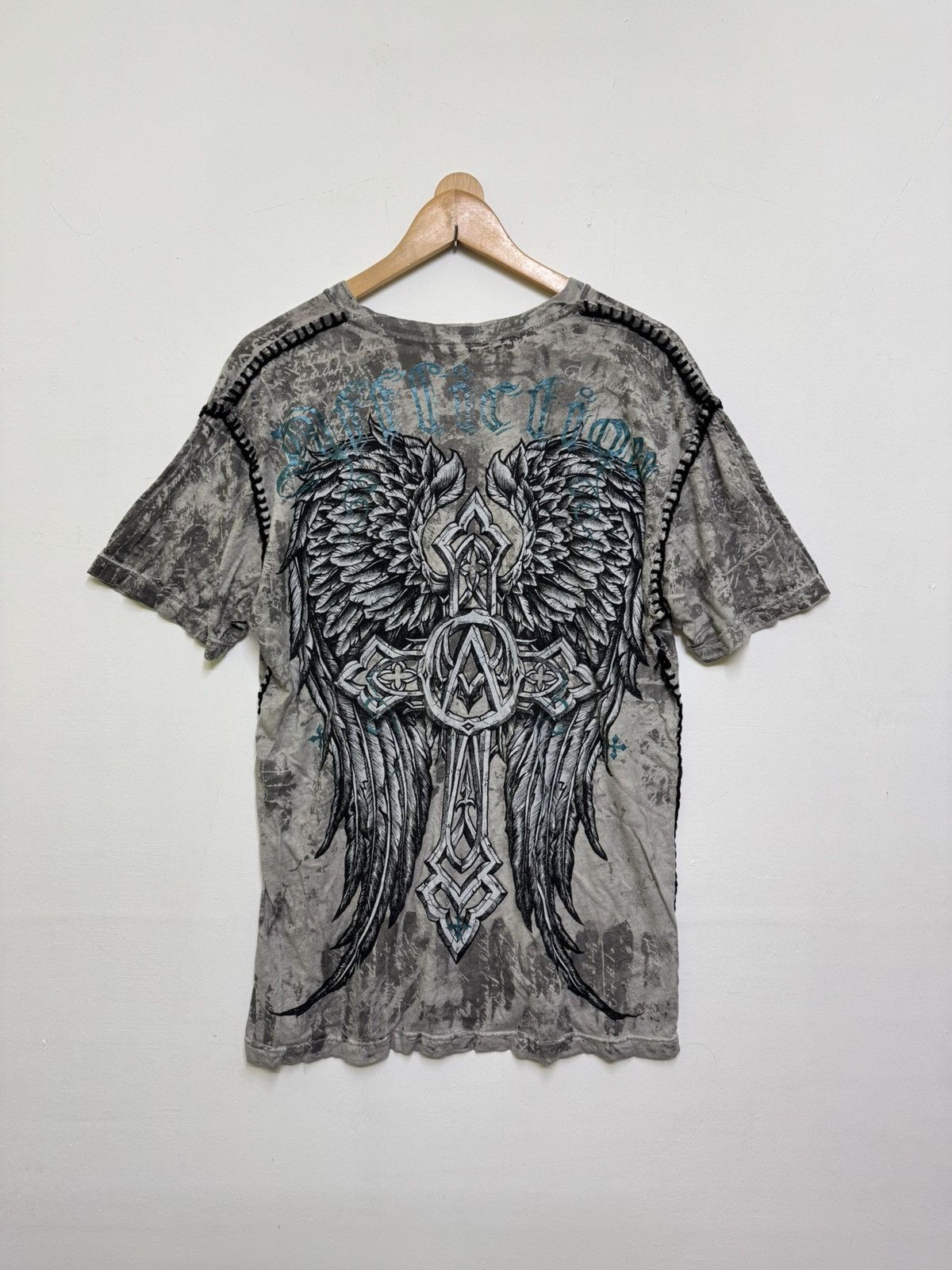 Affliction Rare Affliction Big Cross Wings Graphic Tee in Black Stitch Size US M / EU 48-50 / 2 - 1 Thumbnail