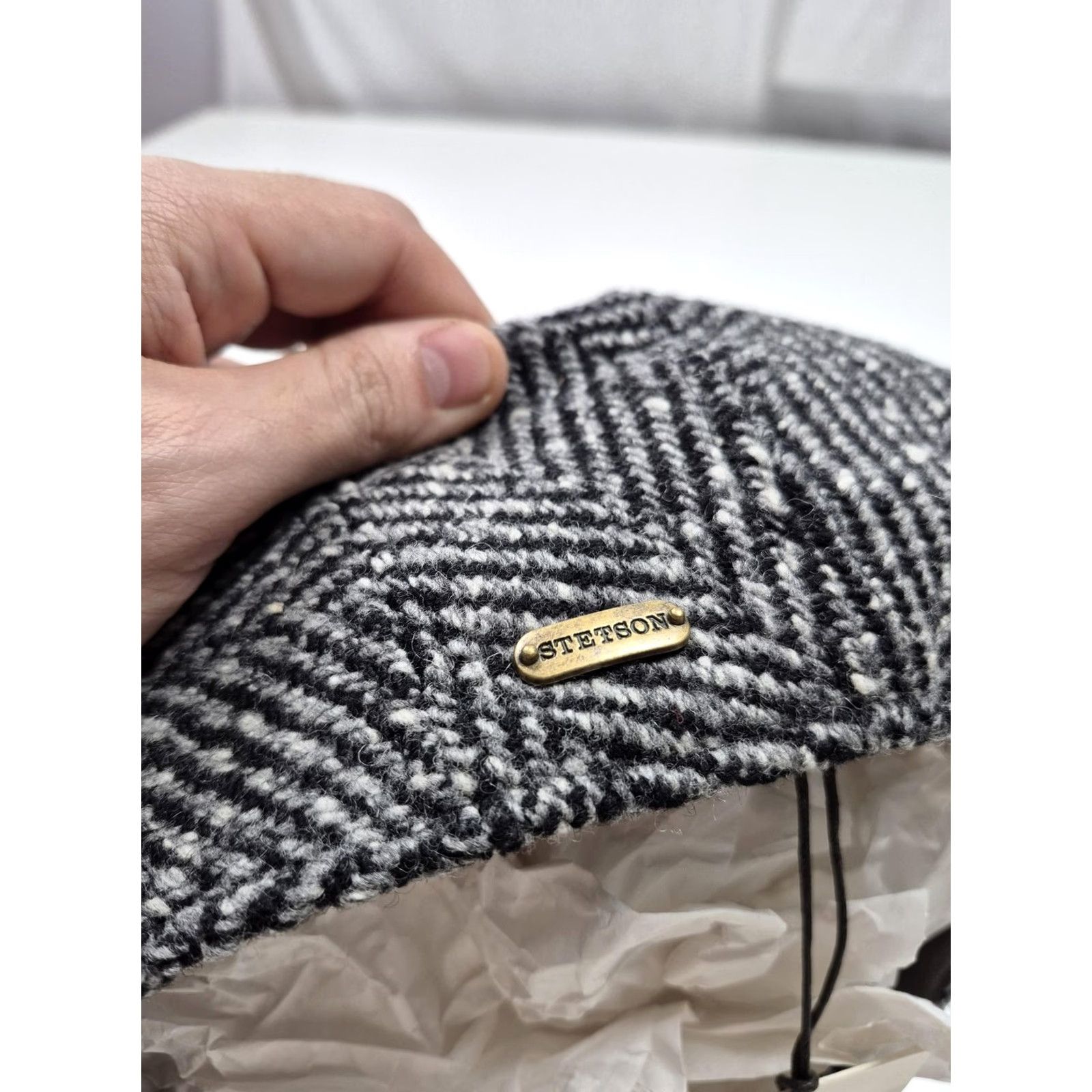 Stetson Stetson Flat Cap Mens Large Gray Herringbone Wool Tweed Germany Size ONE SIZE - 4 Thumbnail