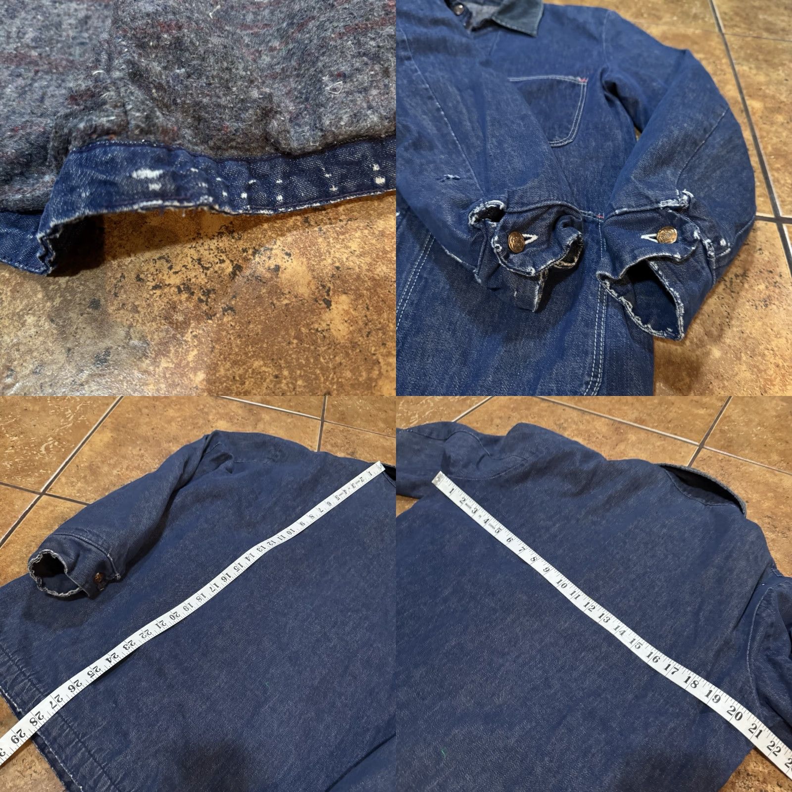 Wrangler VINTAGE Wrangler Denim Jean Chore Coat Work Jacket Mens M Blue, 60s 70s Sanforized, Overcoat, All Seasons, Lined, Pockets, Button, Regular Fit Size US 31 - 8 Thumbnail