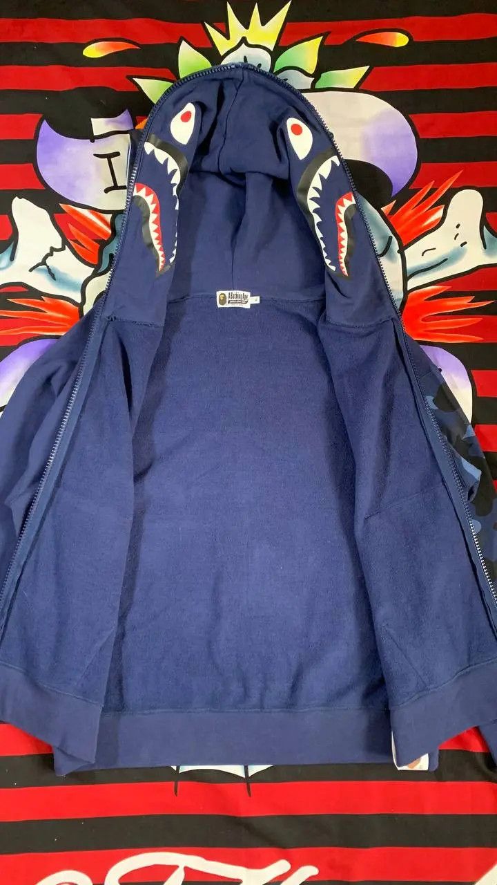 Bape BAPE Giant 1ST camo shark loose fit full zip hoodie in Blue Size US XL / EU 56 / 4 - 5 Thumbnail