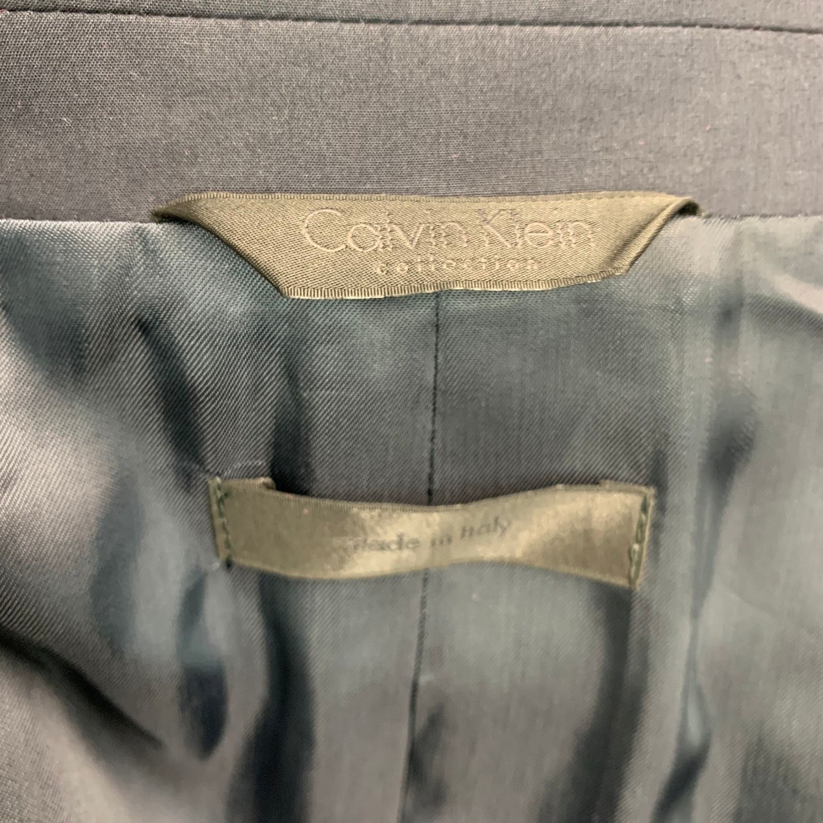 Calvin Klein Size 38 Navy Cotton Double Breasted Sport Coat Size 38R - 5 Thumbnail
