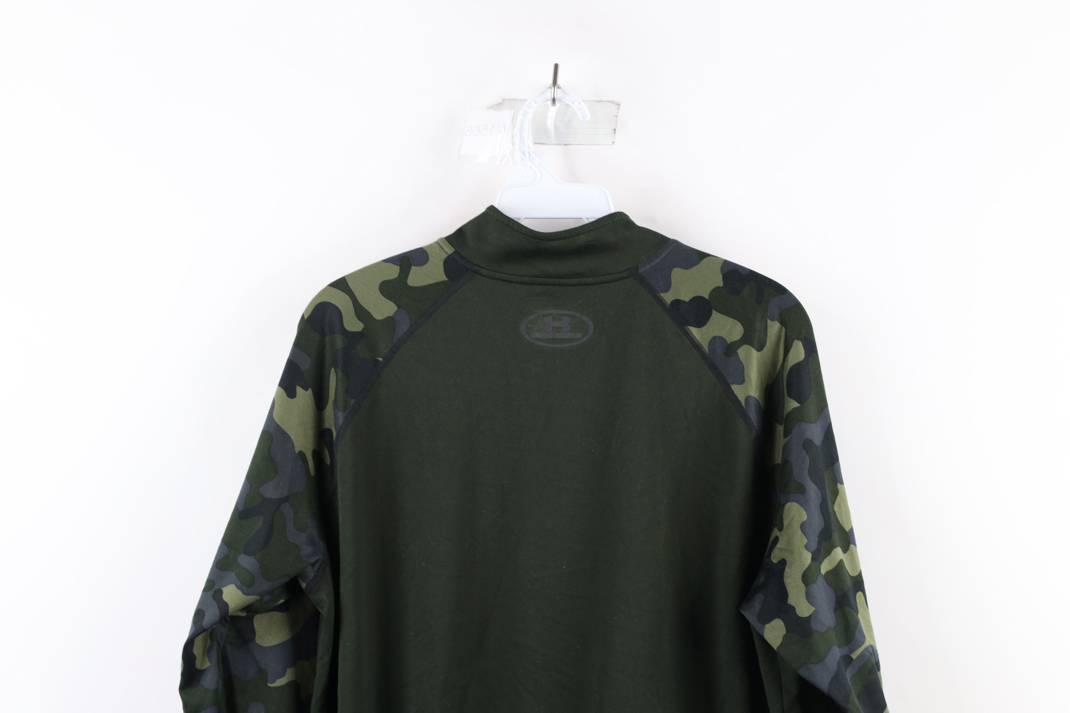 Under Armour Camouflage Half Zip Pullover Top Sweater Green