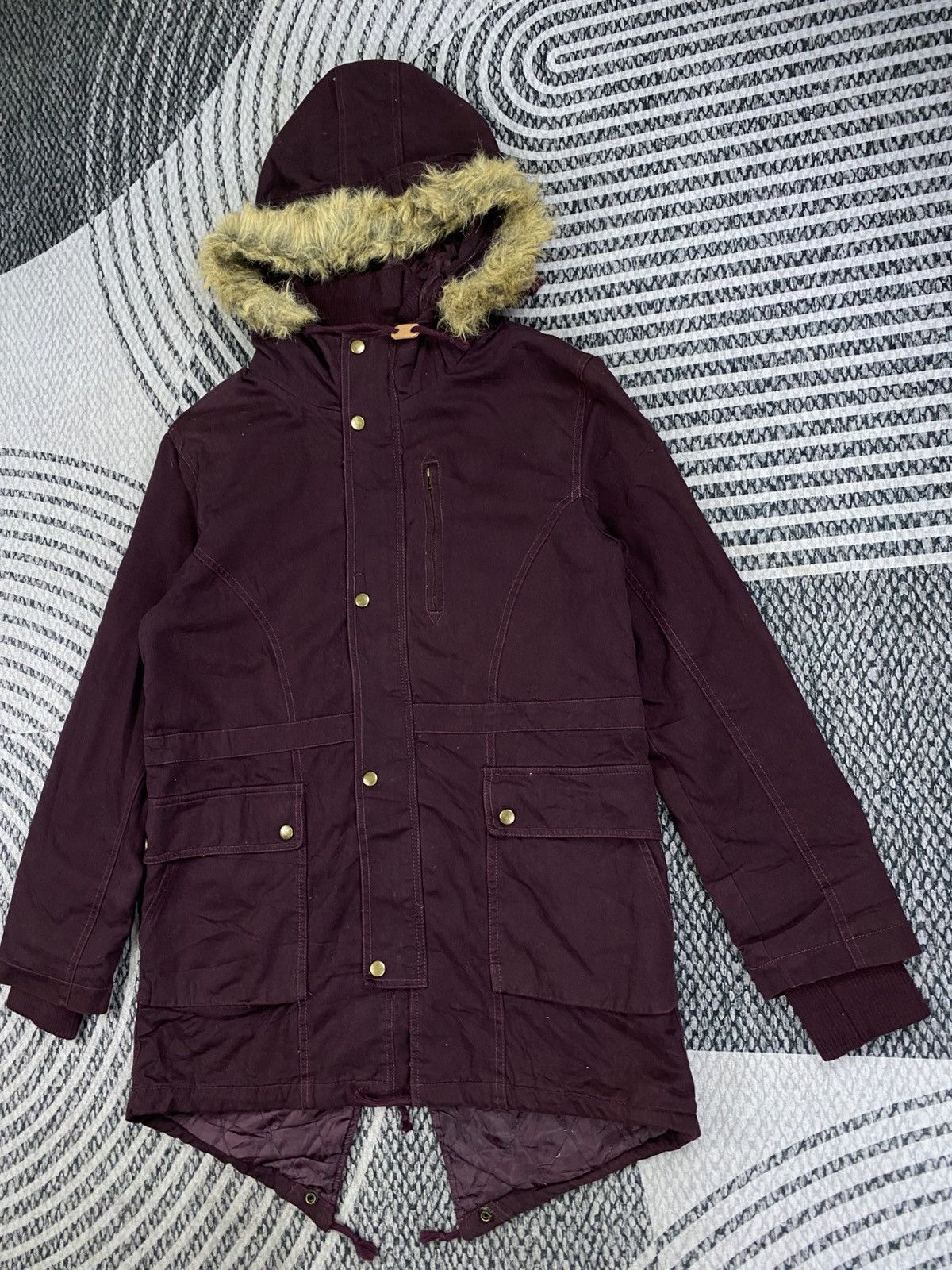 Hysteric Glamour Vtg Near Dark Maroon Fur Hooded Fishtail Parka Size US M / EU 48-50 / 2 - 4 Thumbnail