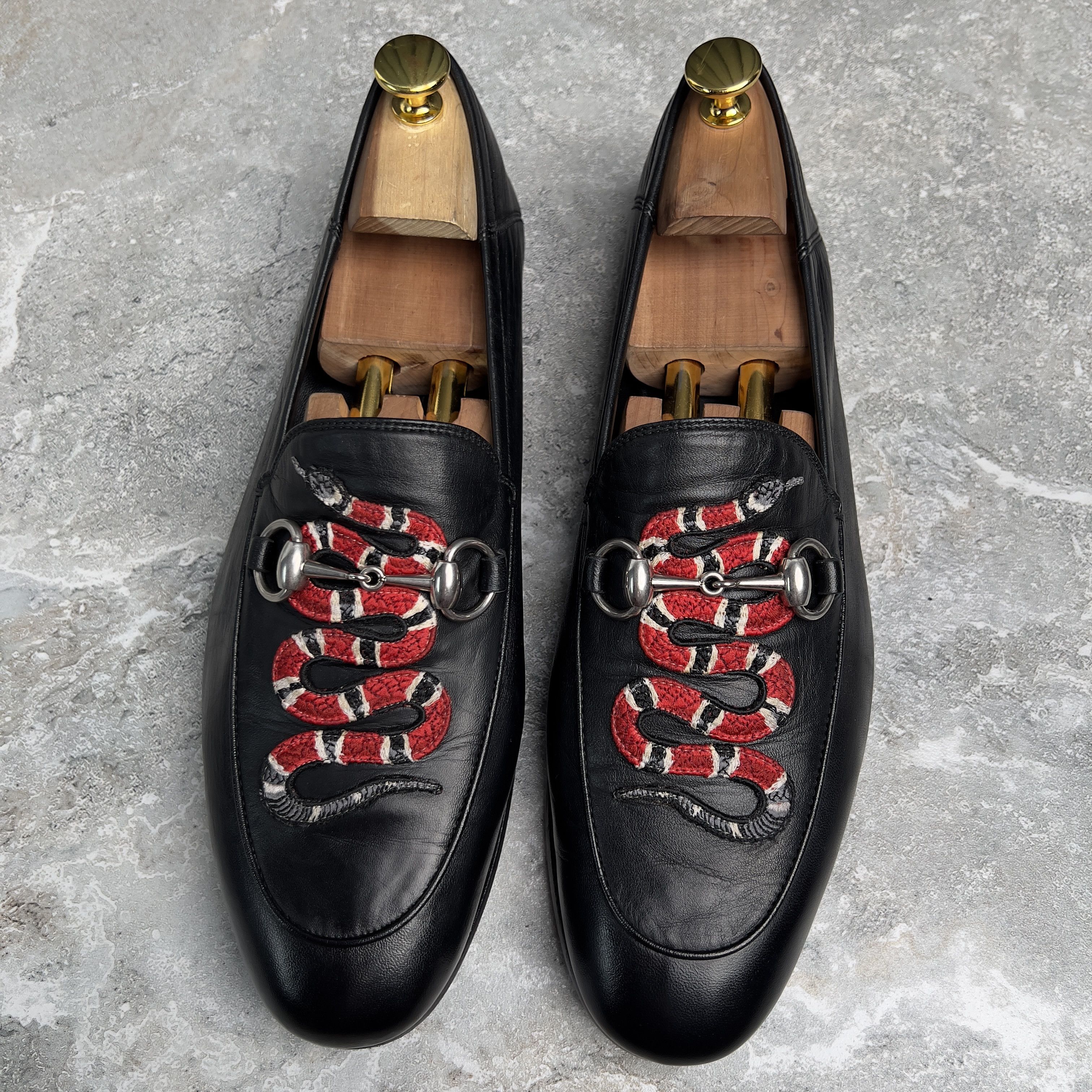 Gucci GUCCI Horsebit Jordaan Snake Collapsible Loafer Leather Size US 8.5 / EU 41-42 - 4 Thumbnail