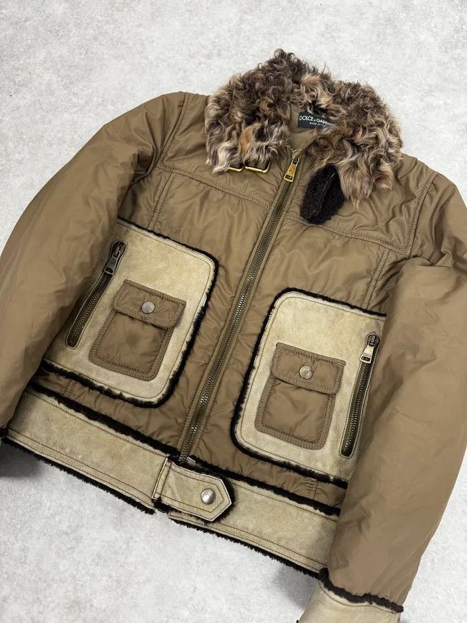 Dolce & Gabbana 2000s Dolce & Gabbana Olive Green Nylon Lambskin Leather Jacket Size XS / US 0-2 / IT 36-38 - 5 Thumbnail