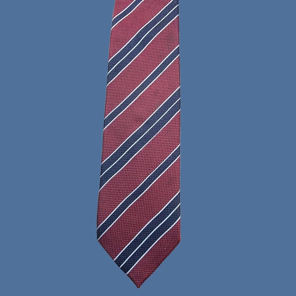Vintage Luciano Barbera Tie Red Blue Stripe 100% Silk Made in Italy Classic Length 57"-60" Men Tie Size ONE SIZE - 1 Thumbnail