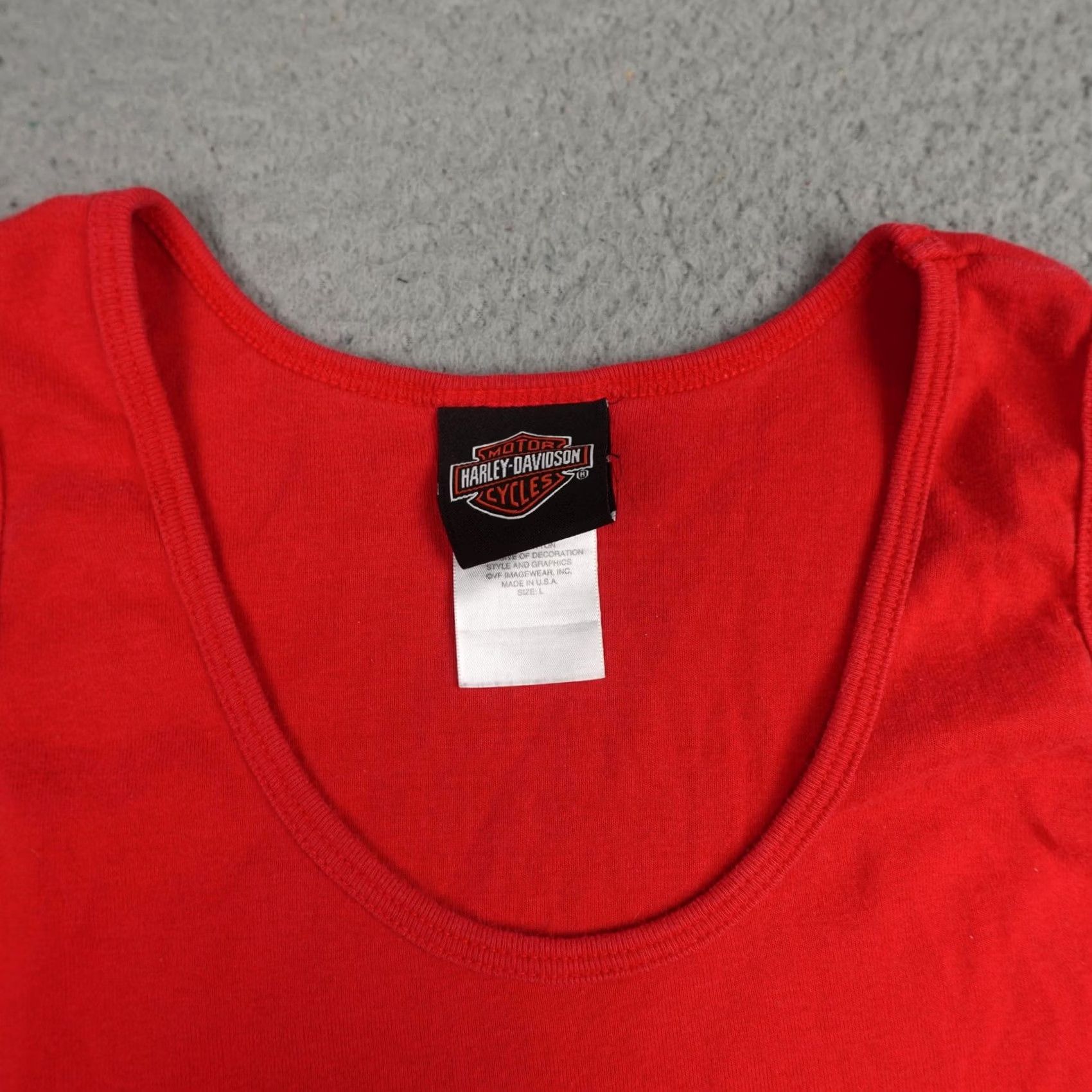 Harley Davidson VINTAGE Harley-Davidson Shirt Womens Small Red Rhinestone Tank Top Biker Made in USA Size S / US 4 / IT 40 - 6 Thumbnail