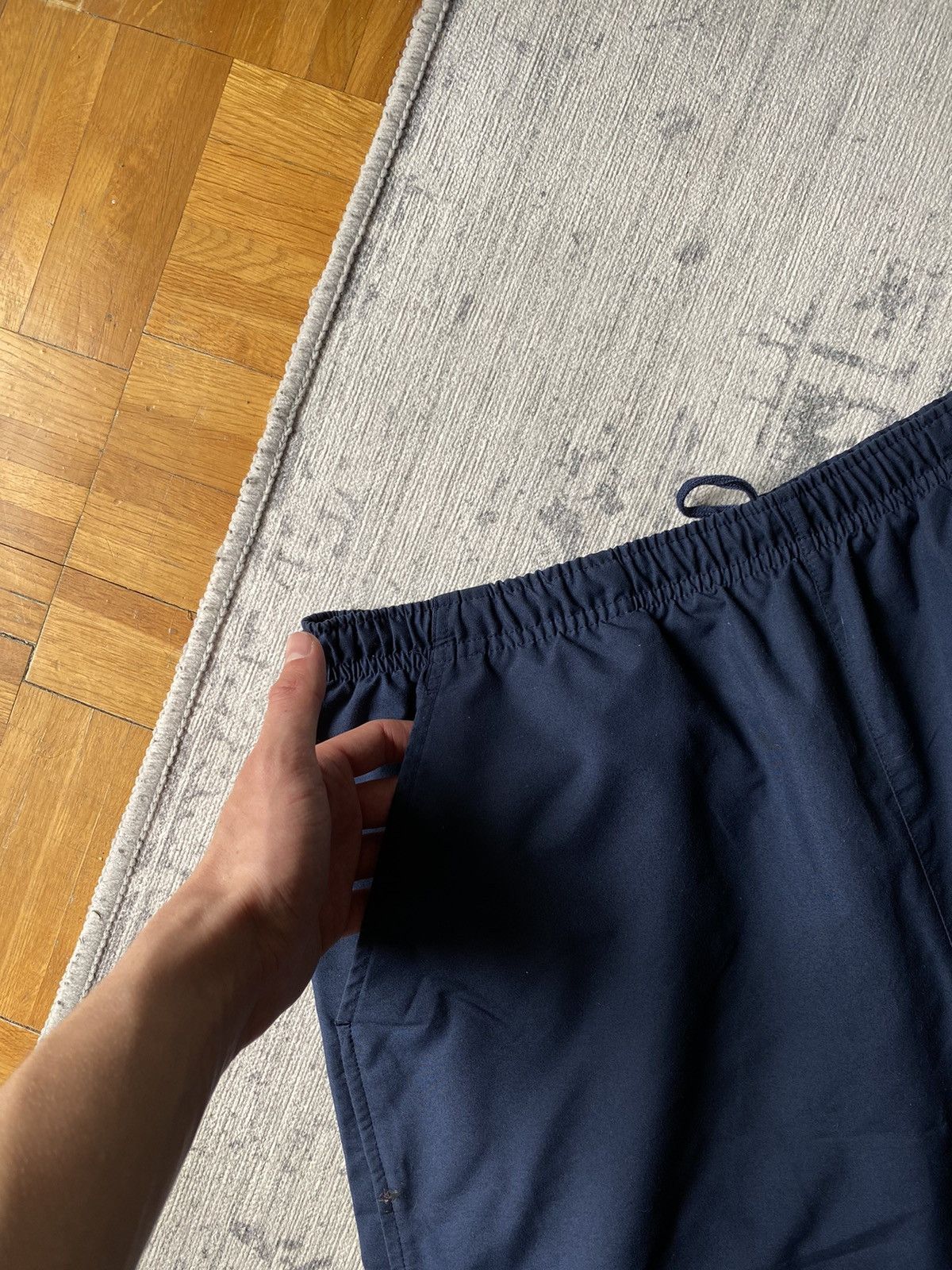 Japanese Brand × Nike × Vintage Vintage Nike Baggy Shorts Mini Swoosh Blue Japanese Drill Size US 34 / EU 50 - 5 Thumbnail