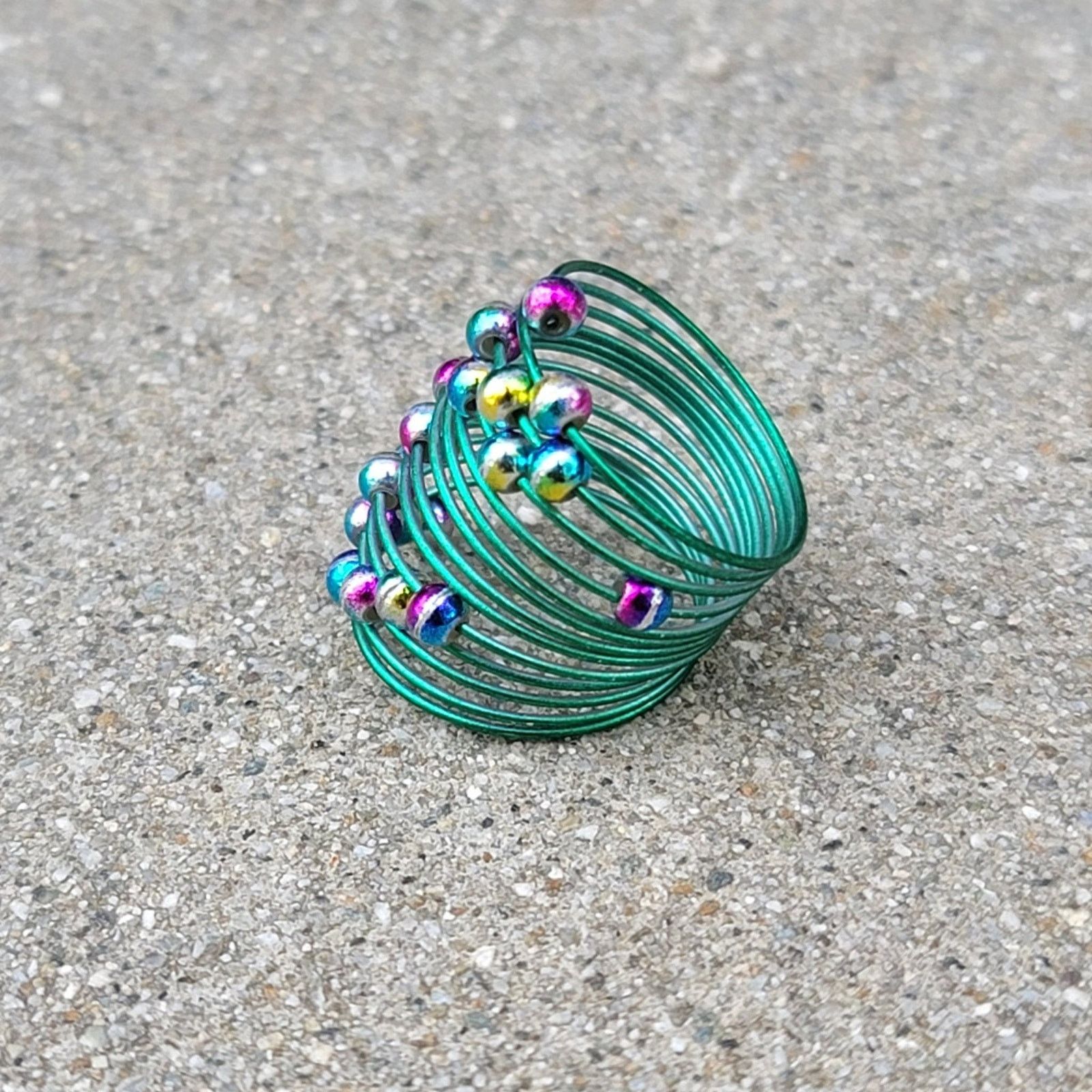 The Unbranded Brand Spring Coil Wire Beaded Ring Size ONE SIZE - 3 Thumbnail